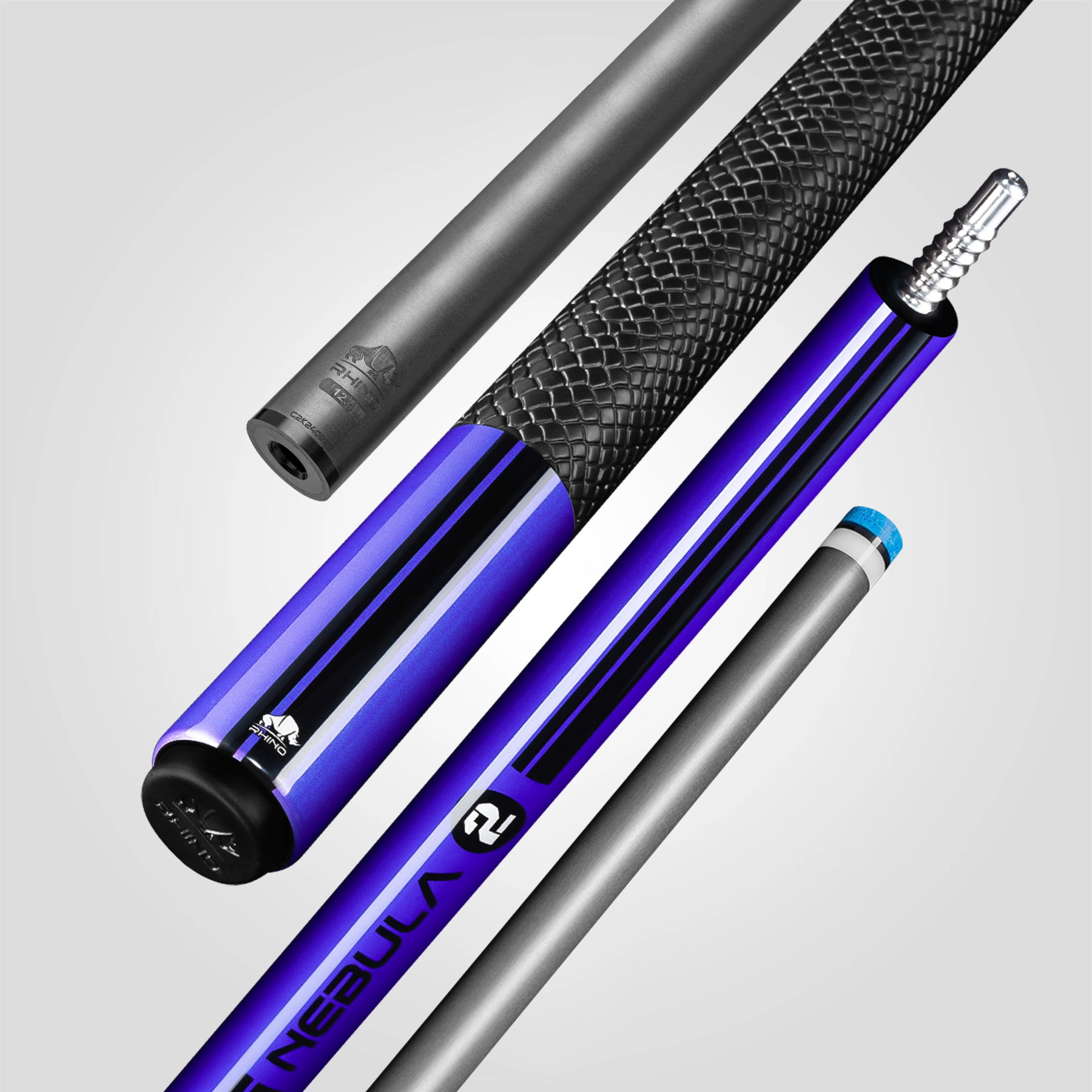 ※入荷しました！【Rhino】NEBULA2 カーボン プールキュー グレー Nebula 2 Pool Cue - Amethyst Purple - 3D Grip