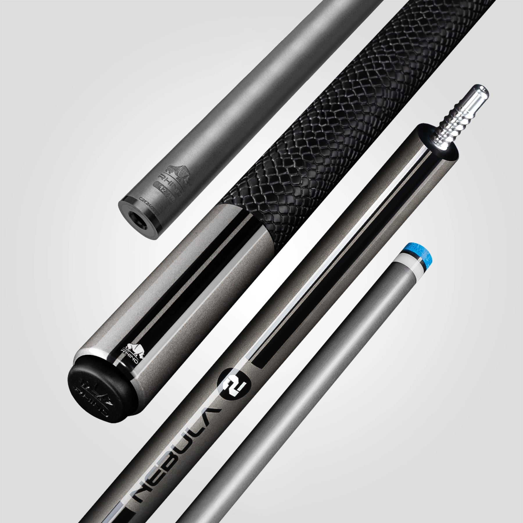 RHINO NEBULA ビリヤードキュー Nebula 2 Pool Cue - Jet Black - 3D Grip