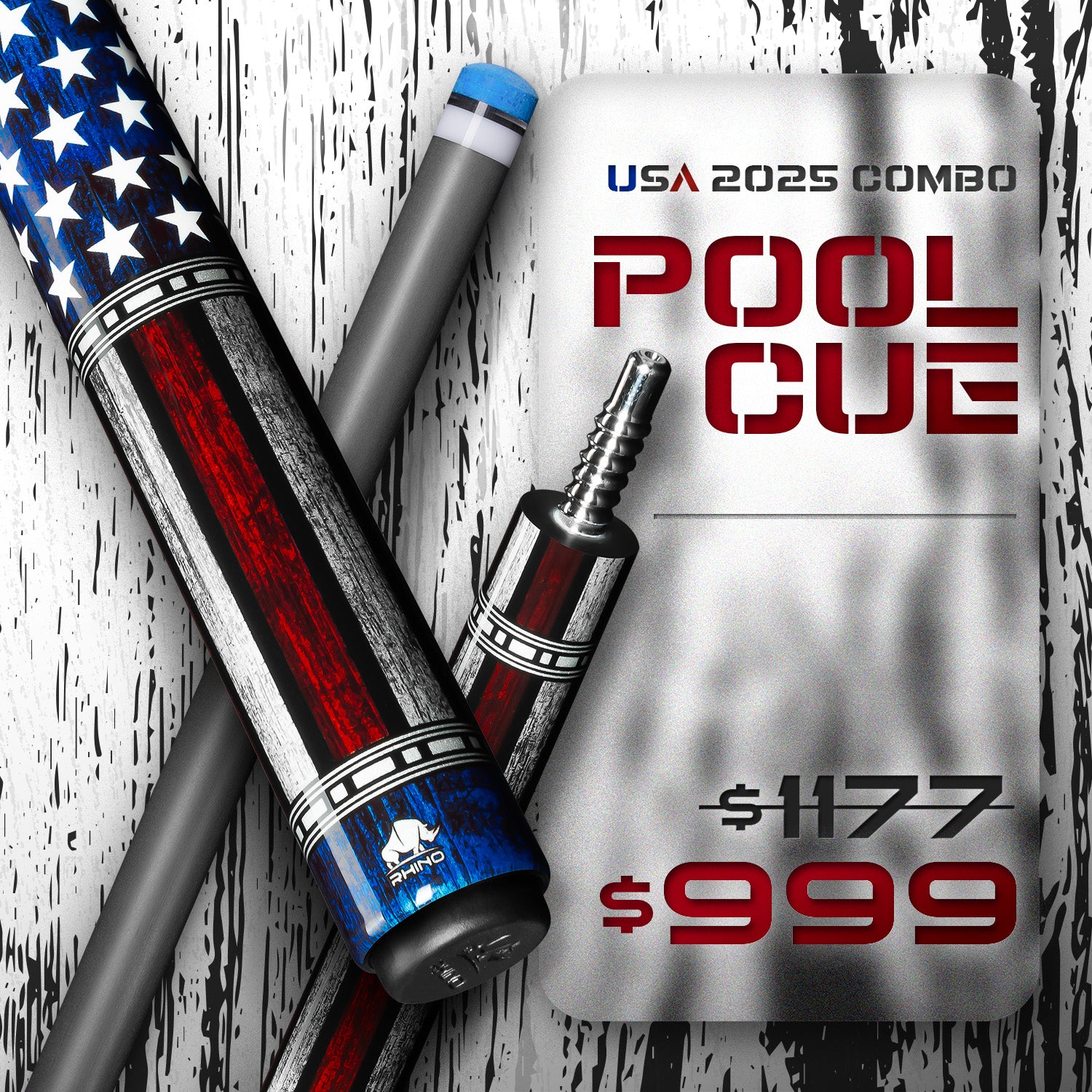 USA 2025 COMBO: Pool Cue + Jump Cue + Break Cue