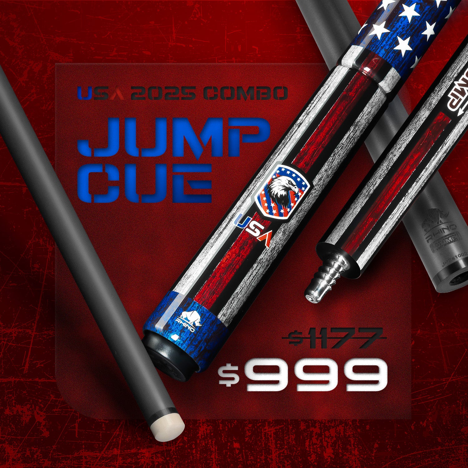 USA 2025 COMBO: Pool Cue + Jump Cue + Break Cue