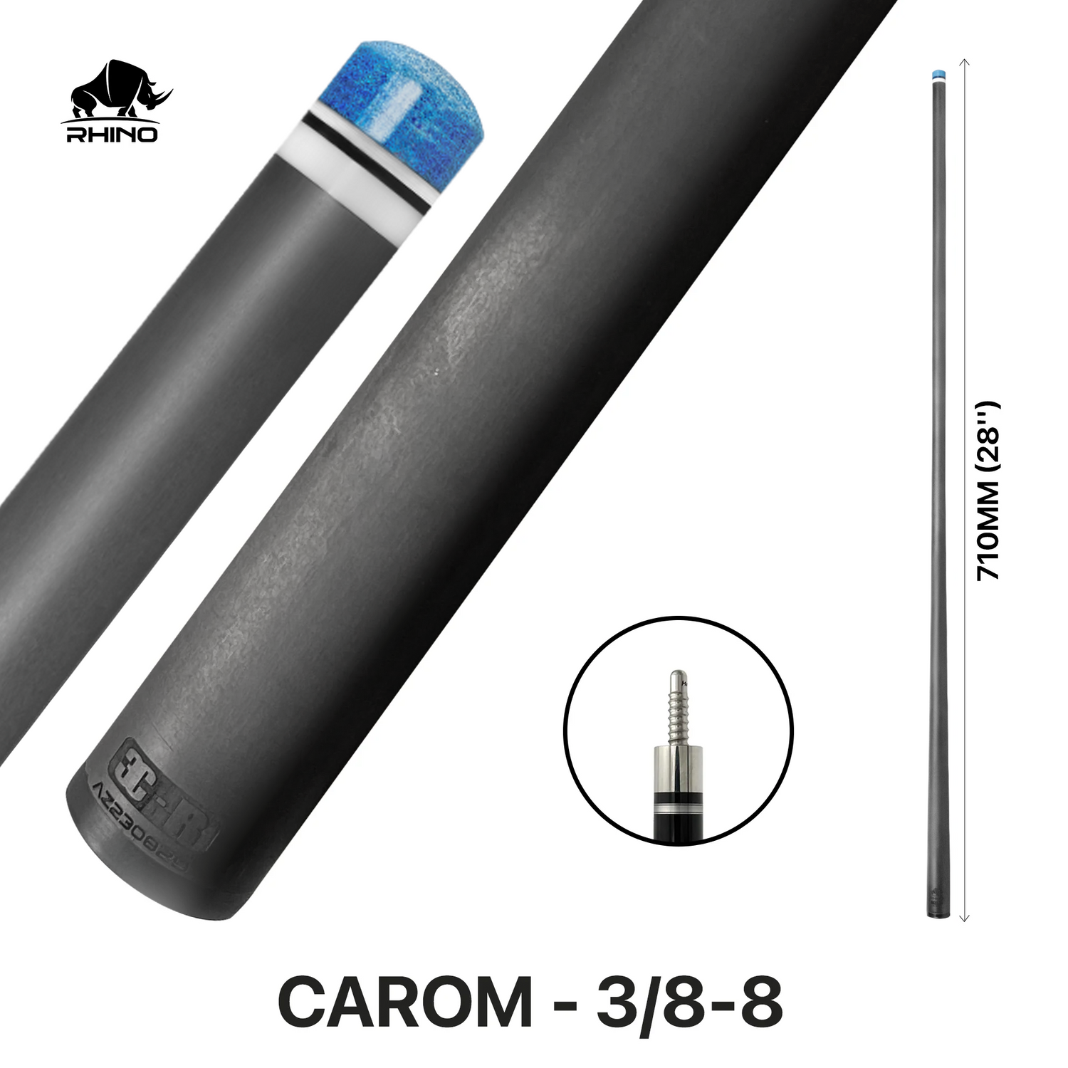 Rhino - 710mm (28'') / 3/8-8 Carbon Carom Single Shaft 12mm