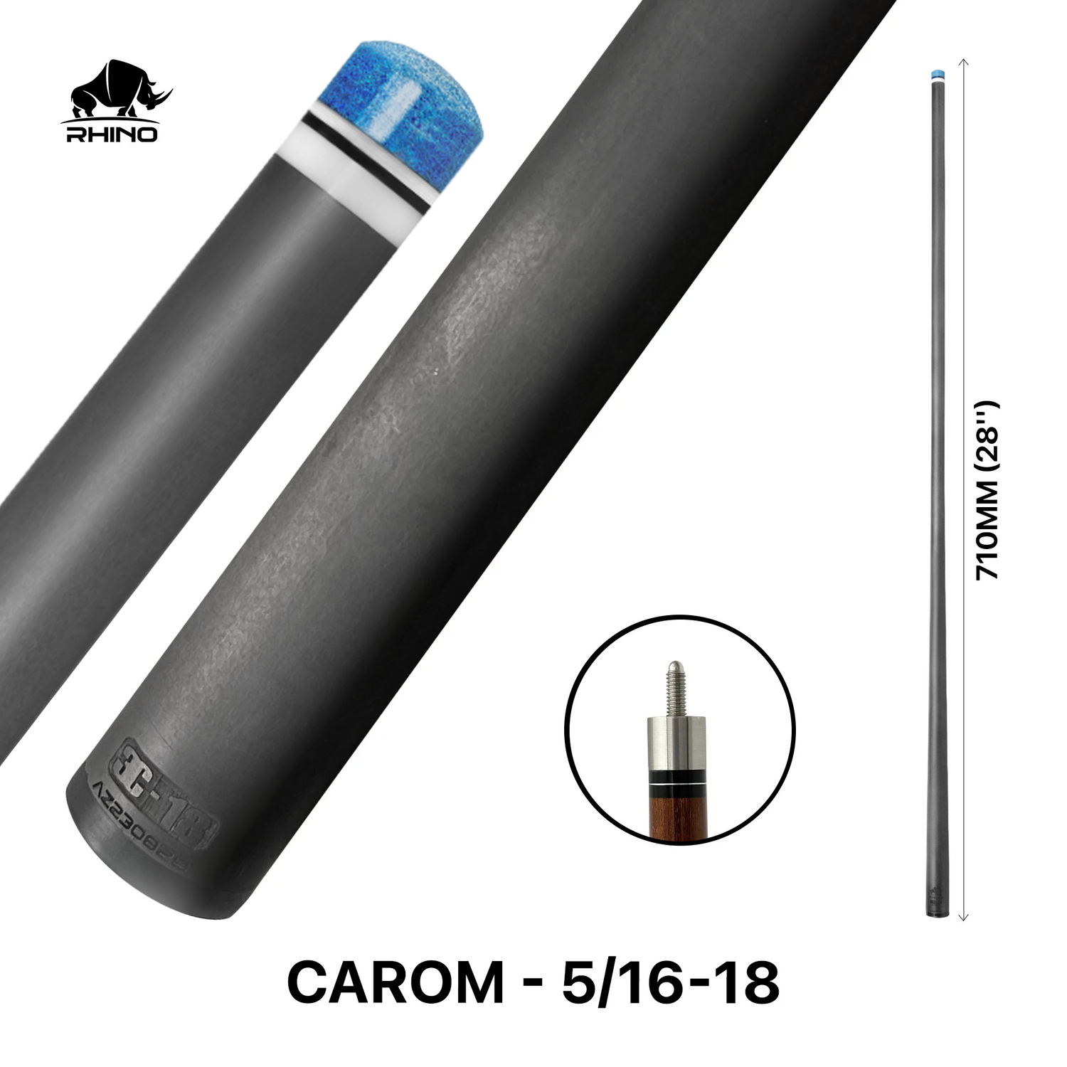 Rhino - 710mm (28'') / 5/16-18 Carbon Carom Single Shaft 12mm