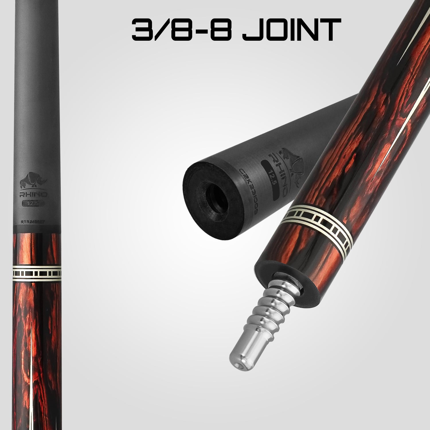 Rhino RETRÔ Pool Cue - Cocobolo - Lizard Embossed Microfiber Leather Wrap & Point