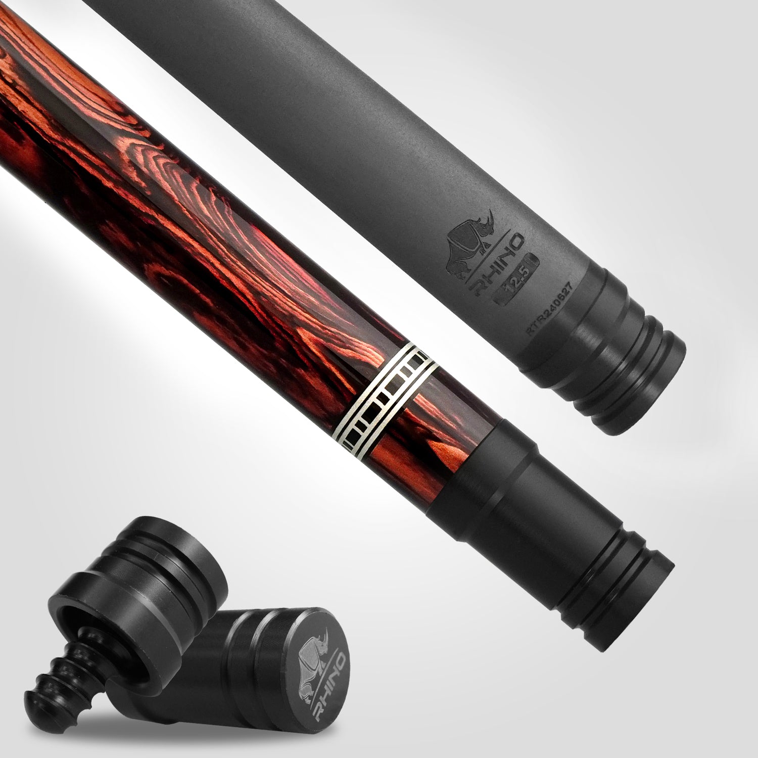 Rhino RETRÔ Pool Cue - Cocobolo - Crocodile Embossed Microfiber Leather Wrap