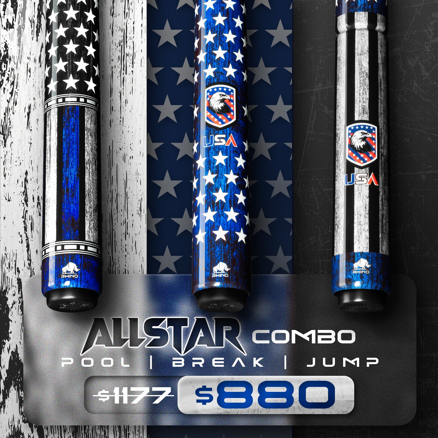 Allstar COMBO: Pool Cue + Jump Cue + Break Cue