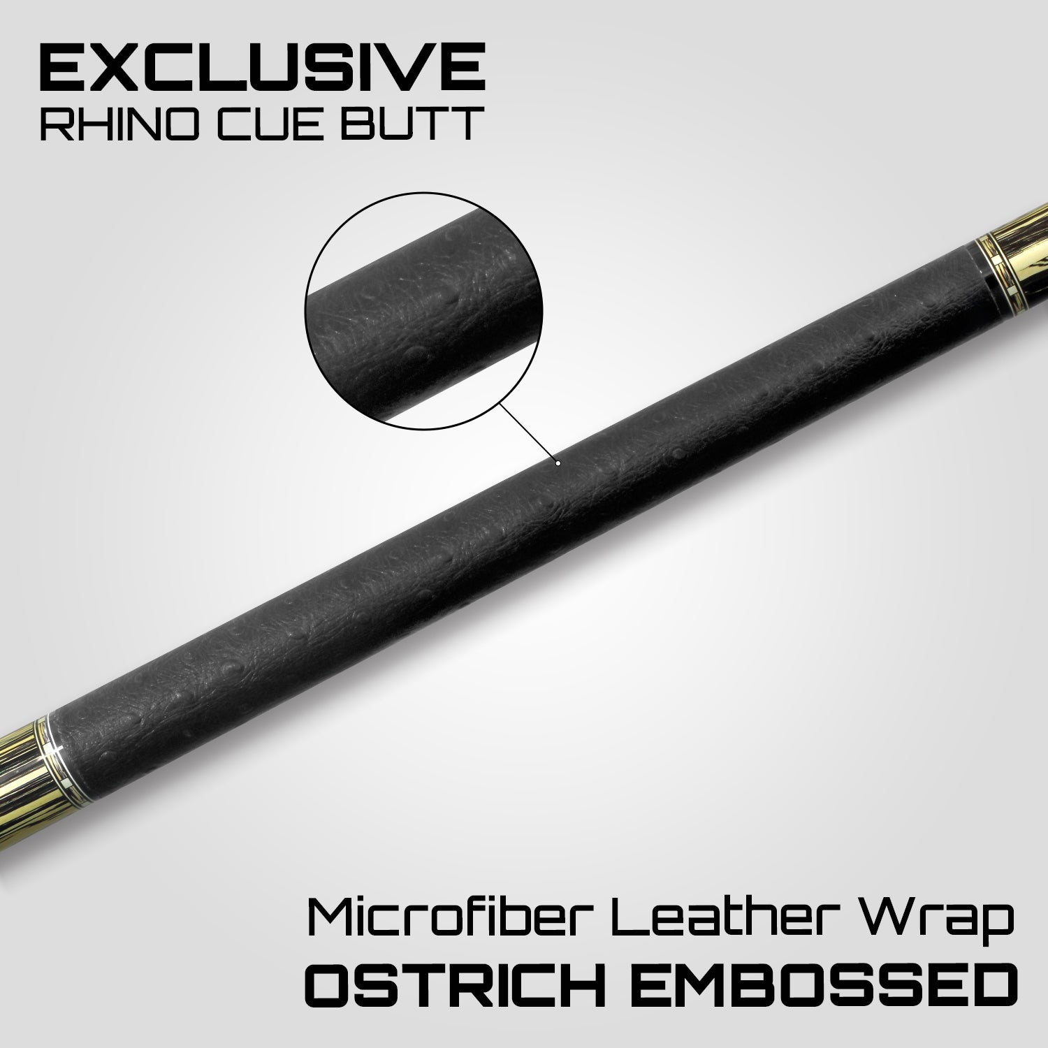 Rhino G-W Pool Cue - Pale Moon Ebony - Leather Wrap