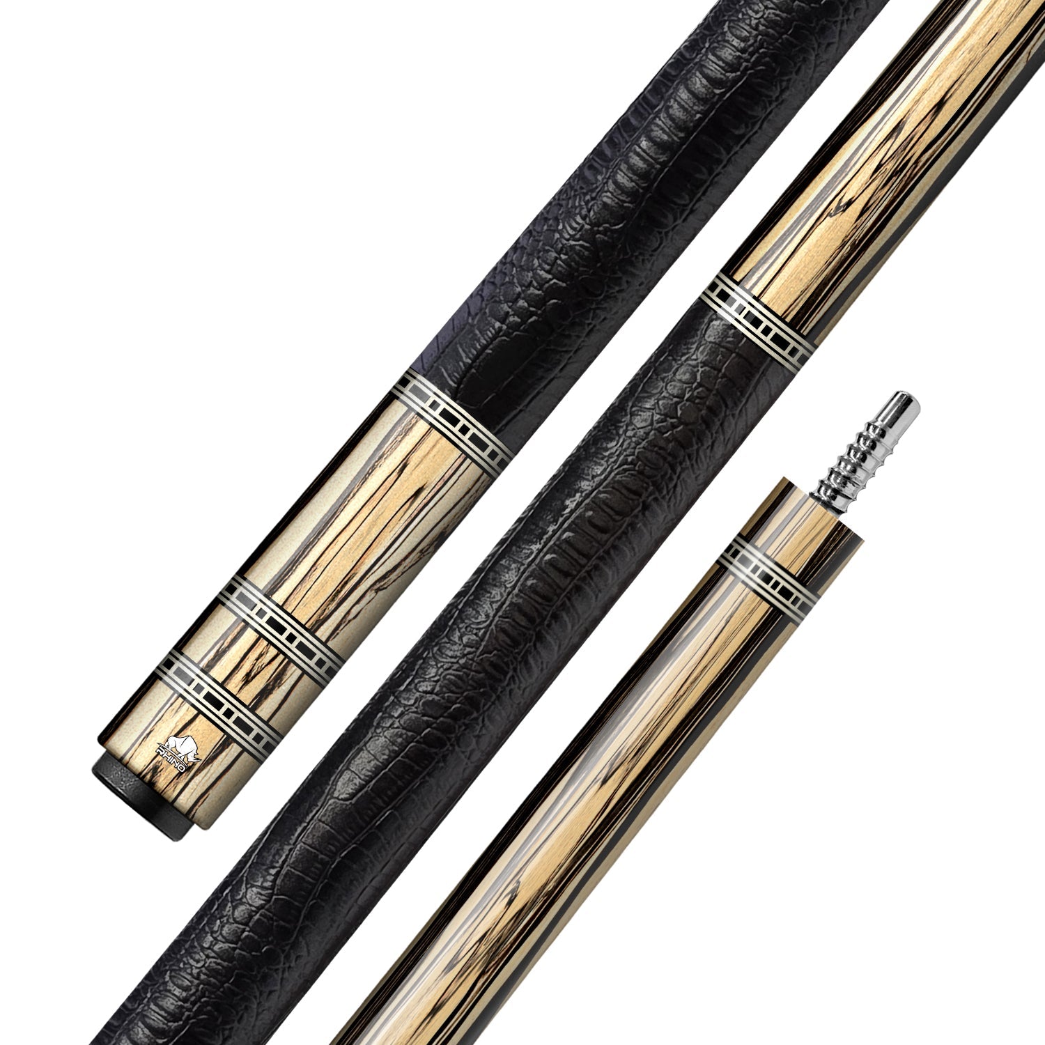 Rhino RETRÔ Cue Butt - Pale Moon Ebony- Crocodile Embossed Microfiber Leather Wrap