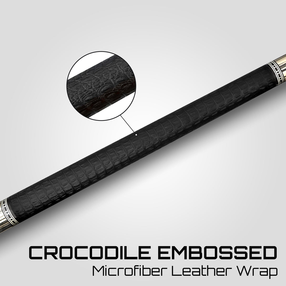 Rhino RETRÔ Pool Cue - Pale Moon Ebony - Crocodile Embossed Microfiber Leather Wrap