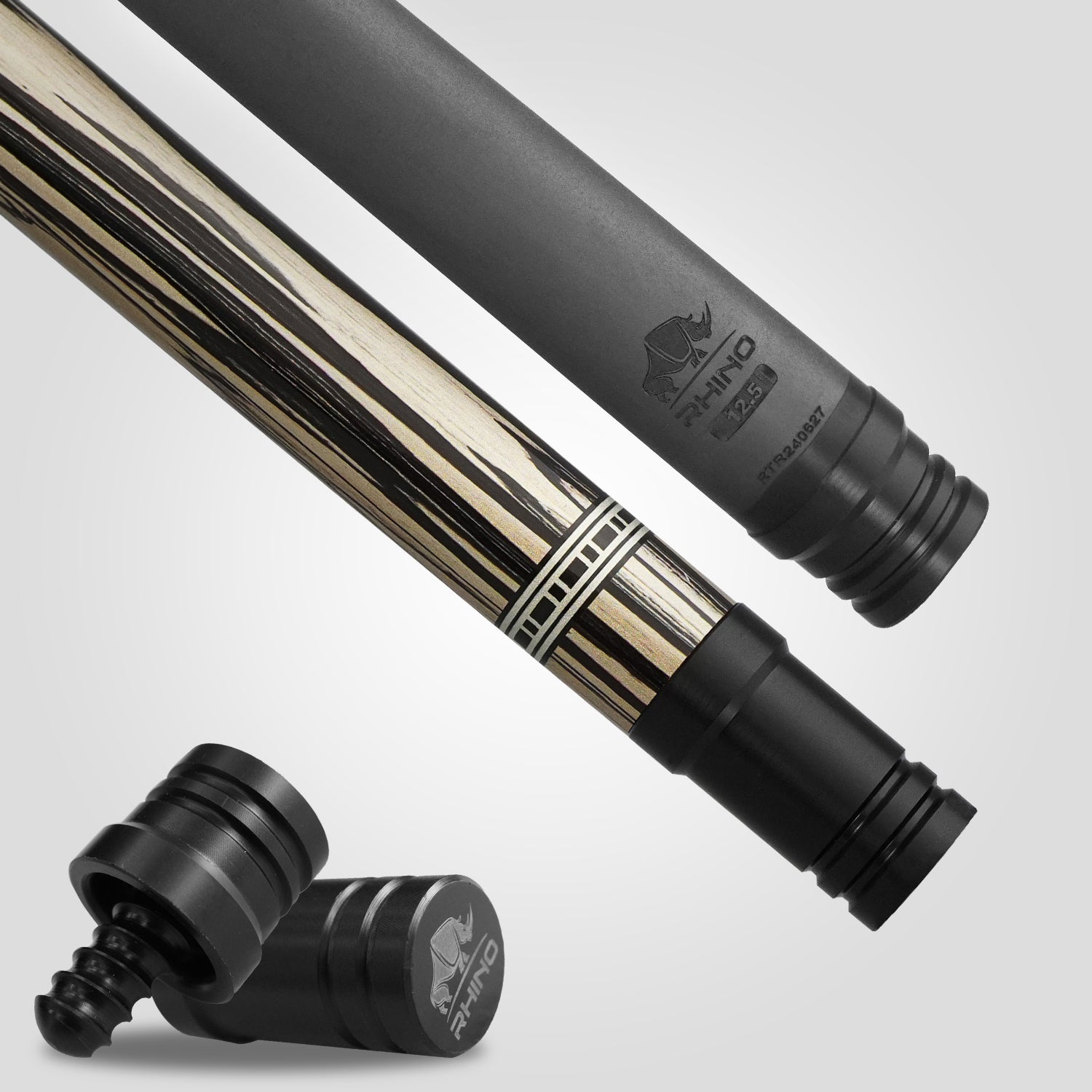 Rhino RETRÔ Pool Cue - Pale Moon Ebony - Crocodile Embossed Microfiber Leather Wrap