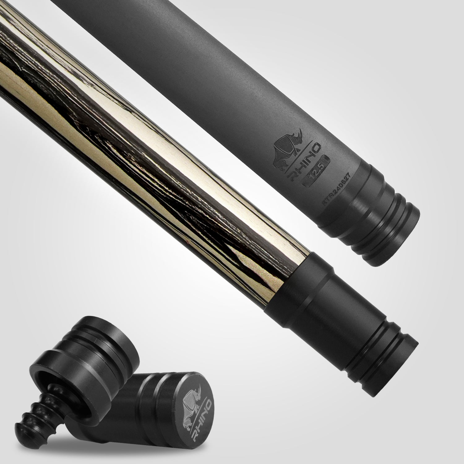 Rhino RETRÔ Pool Cue - Pale Moon Ebony - Wrapless