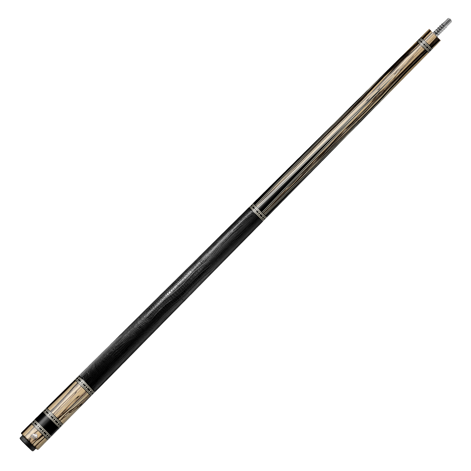 Rhino RETRÔ Cue Butt - Pale Moon Ebony- Lizard Embossed Microfiber Leather Wrap & Point