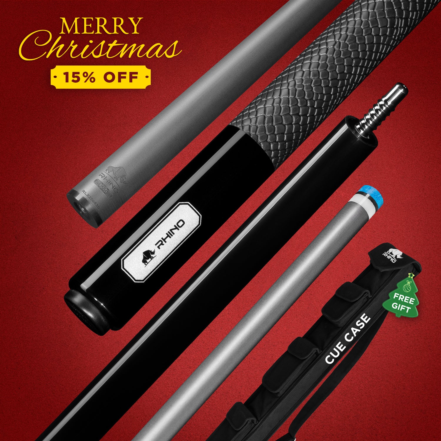 LUMINAX POOL CUE - JET BLACK  - SPORT WRAP