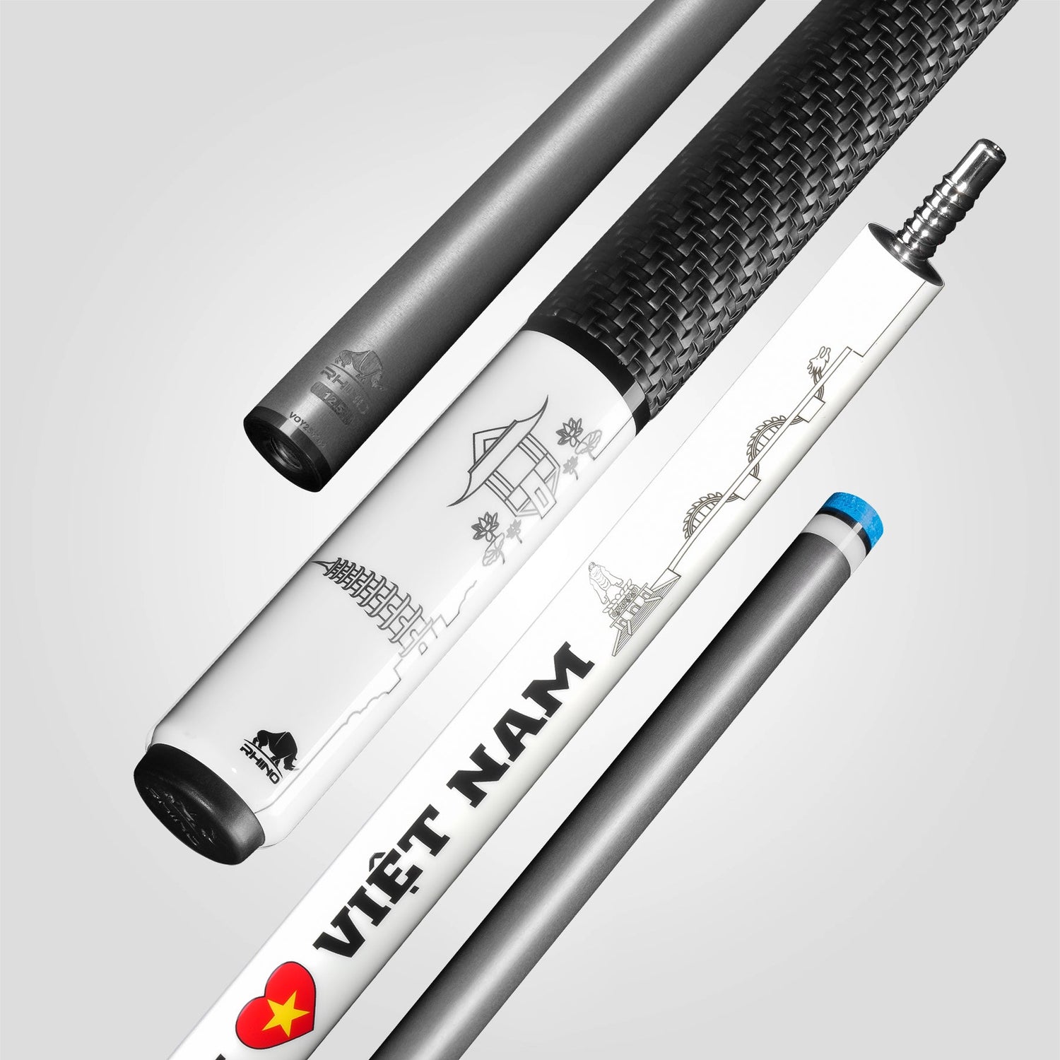 VOYAGER VIETNAM POOL CUE - WHITE - SPORT WRAP