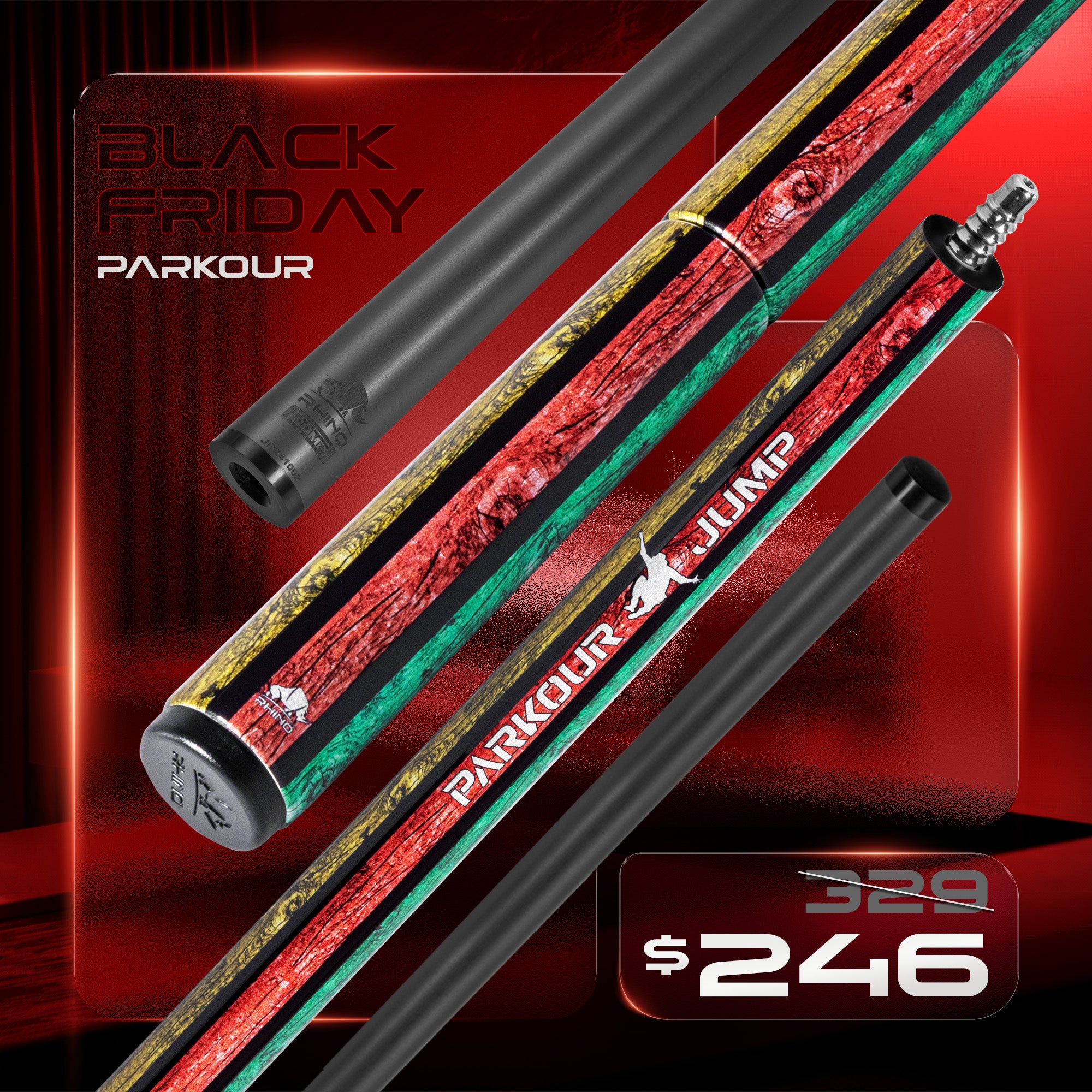 Rhino RETRÔ Pool Cue - Bocote - Crocodile Embossed Microfiber Leather