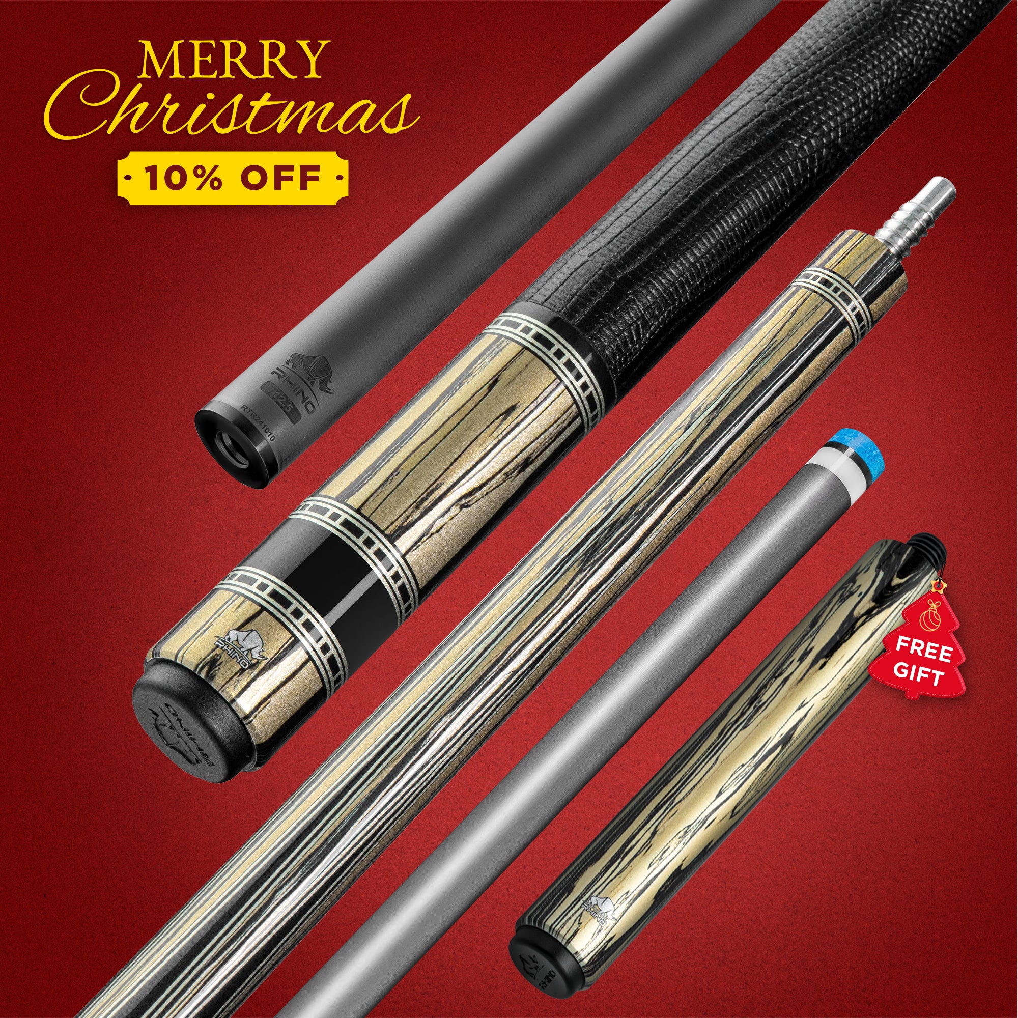 Rhino RETRÔ Pool Cue - Bocote - Crocodile Embossed Microfiber Leather