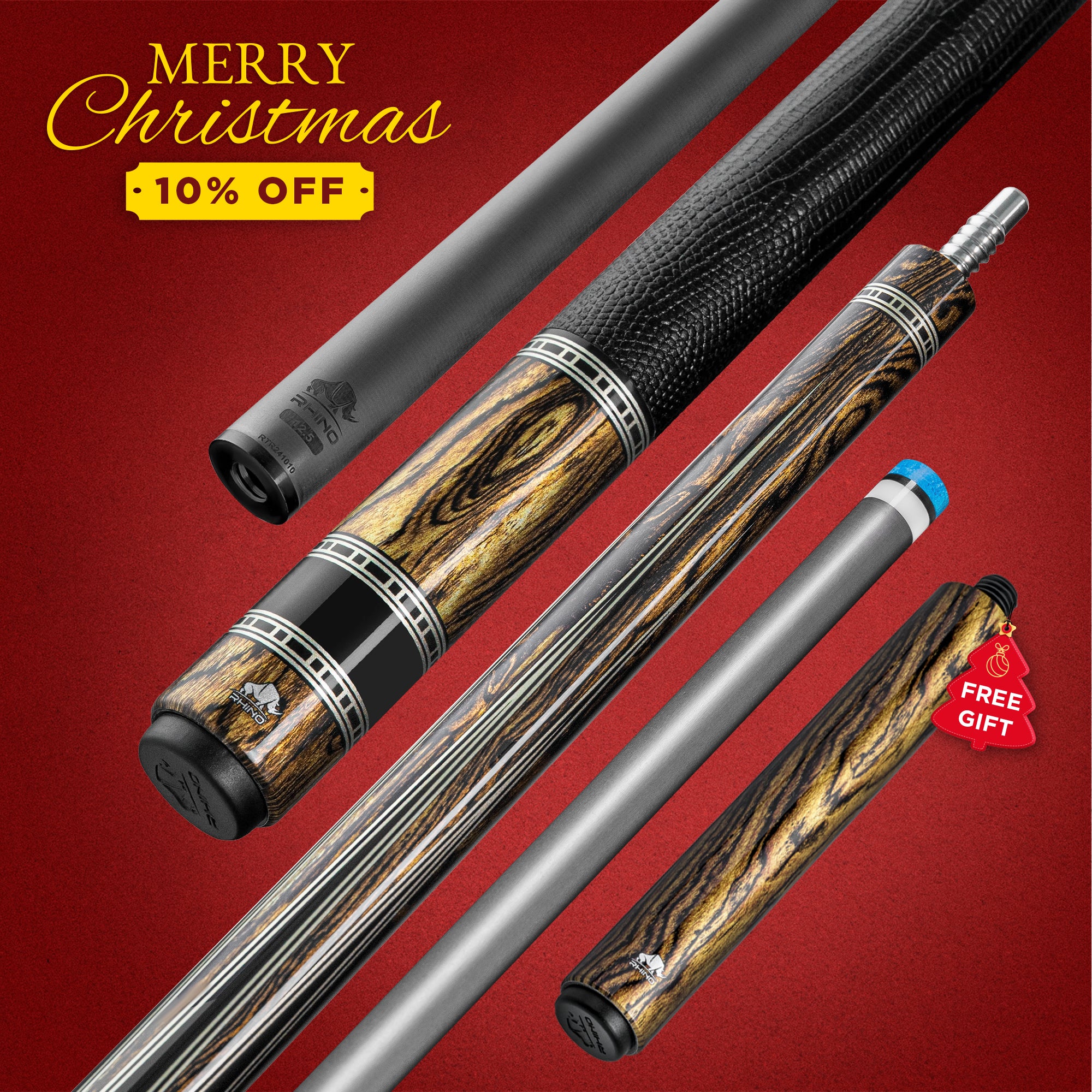 Rhino RETRÔ Pool Cue - Bocote - Lizard Embossed Microfiber Leather Wra
