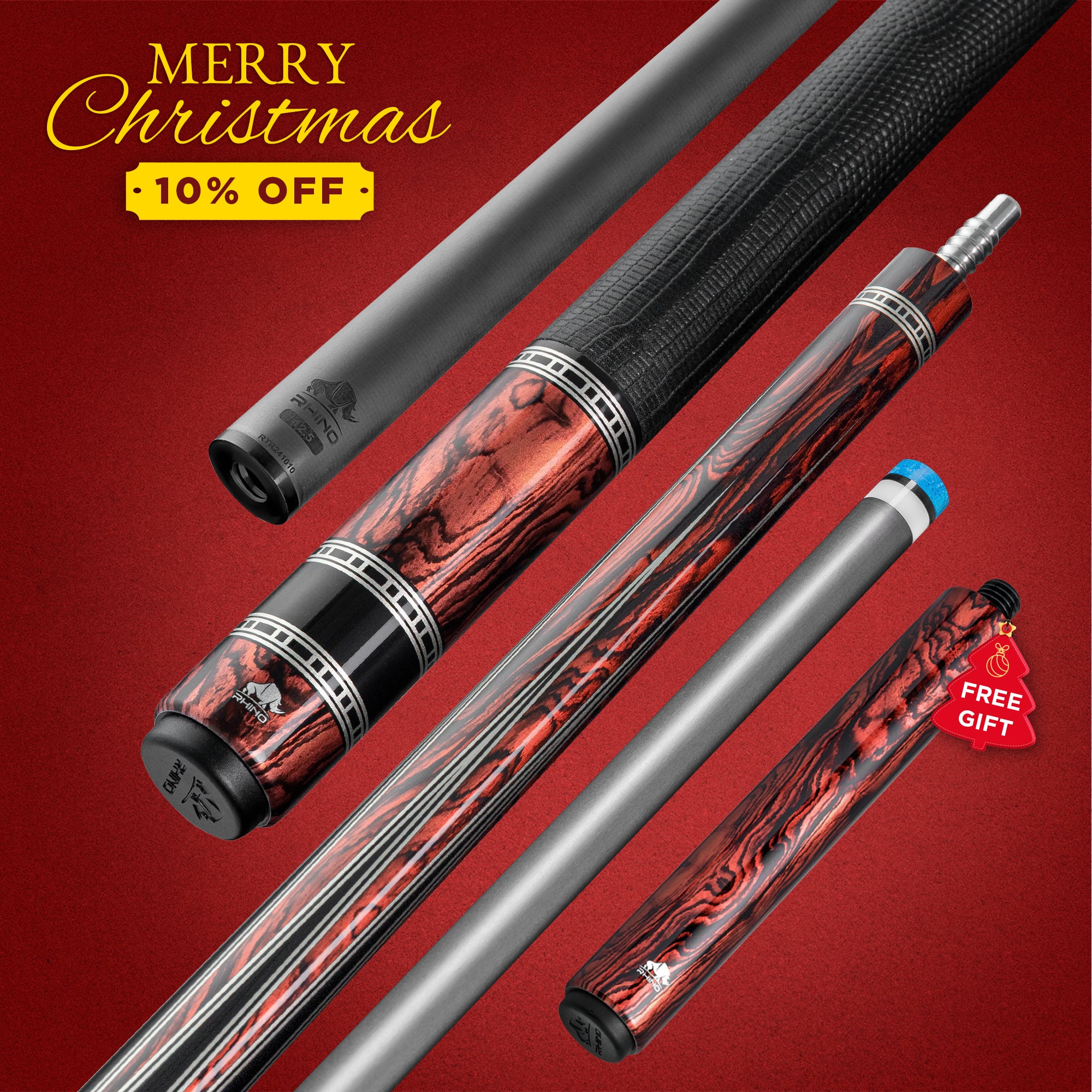 Rhino RETRÔ Pool Cue - Bocote - Lizard Embossed Microfiber Leather Wra