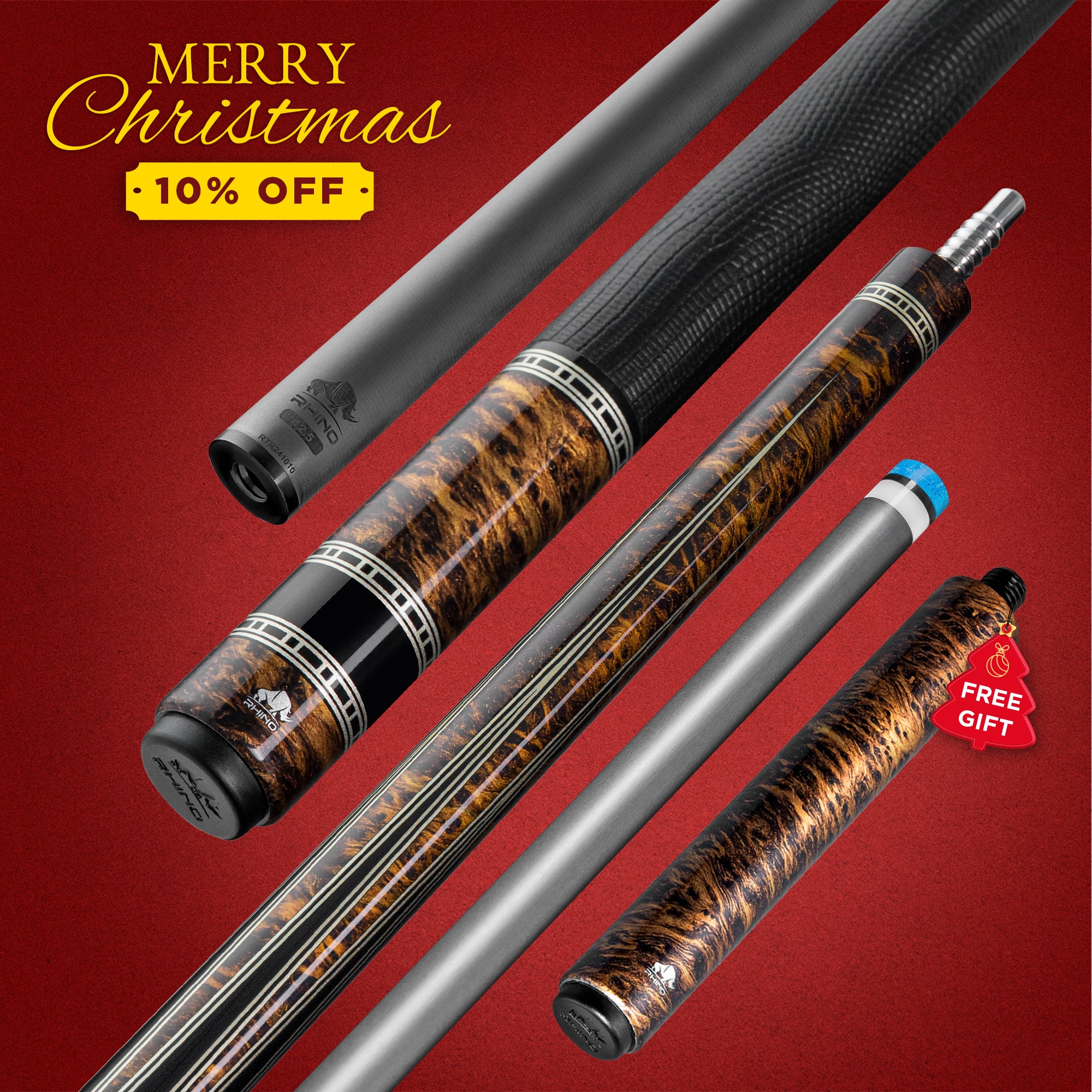 Rhino RETRÔ Pool Cue - Thuya - Crocodile Embossed Microfiber Leather W