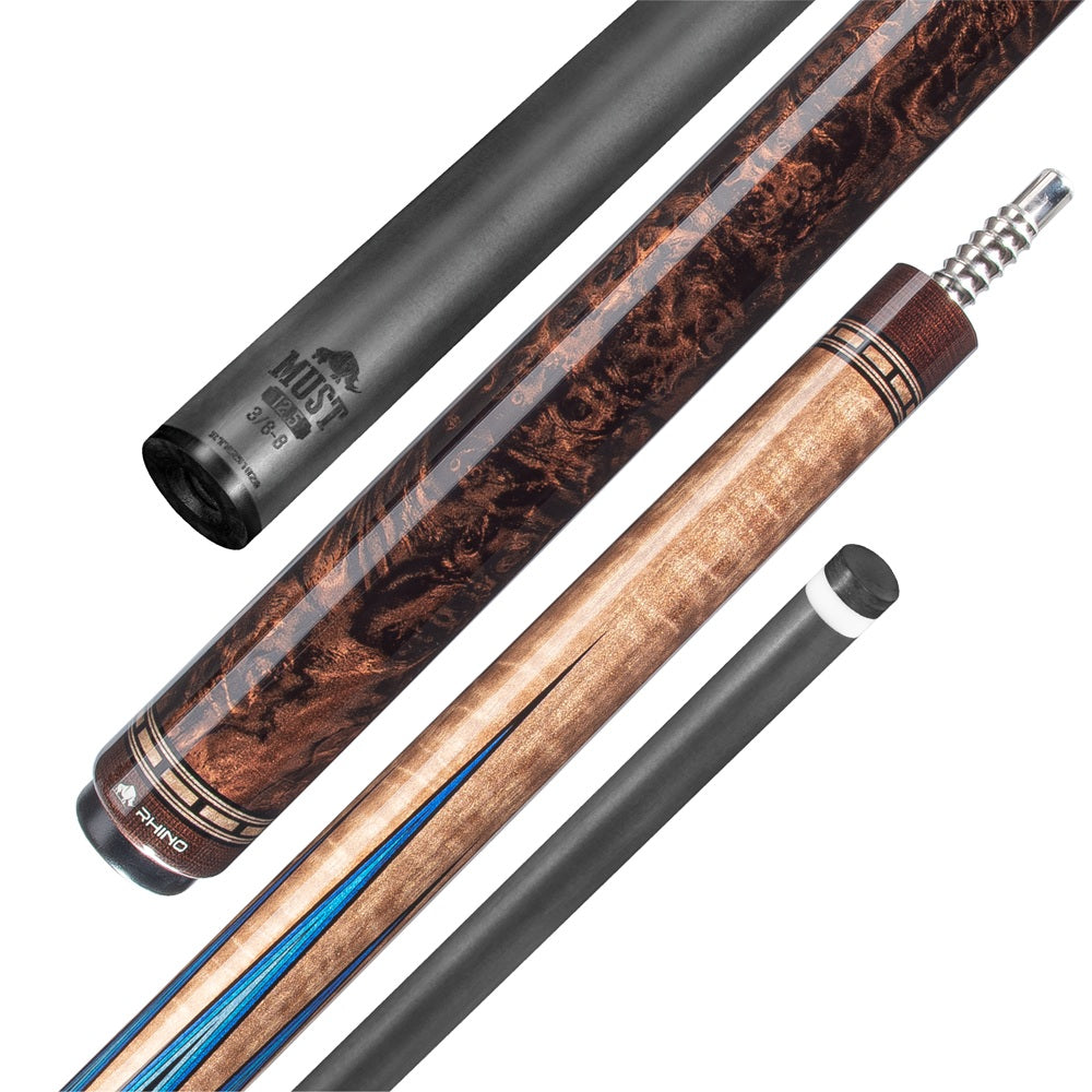 RHINO MUST POOL CUE - MU1 BURL BLUEPOINT