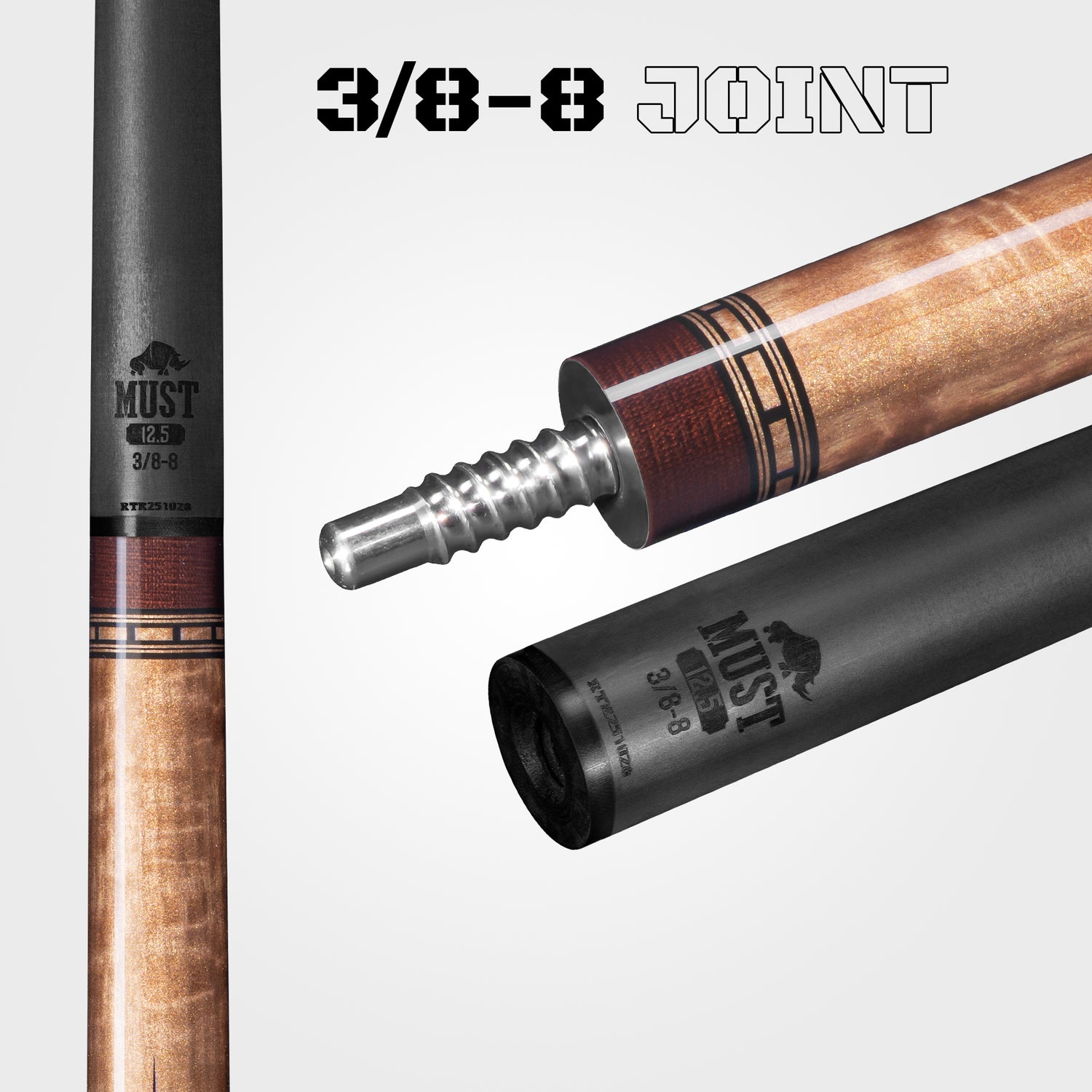 RHINO MUST POOL CUE - MU1 BURL BLUEPOINT