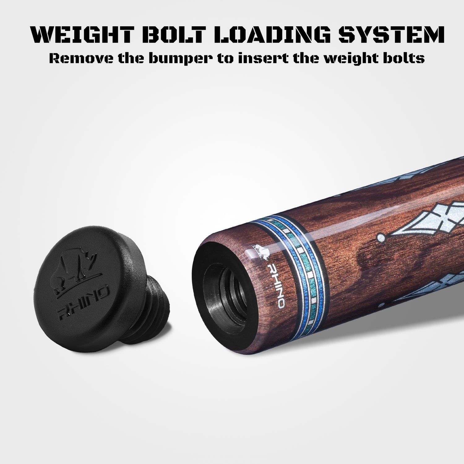 RHINO MUST POOL CUE - MU5 MAPLE AZURE INLAY