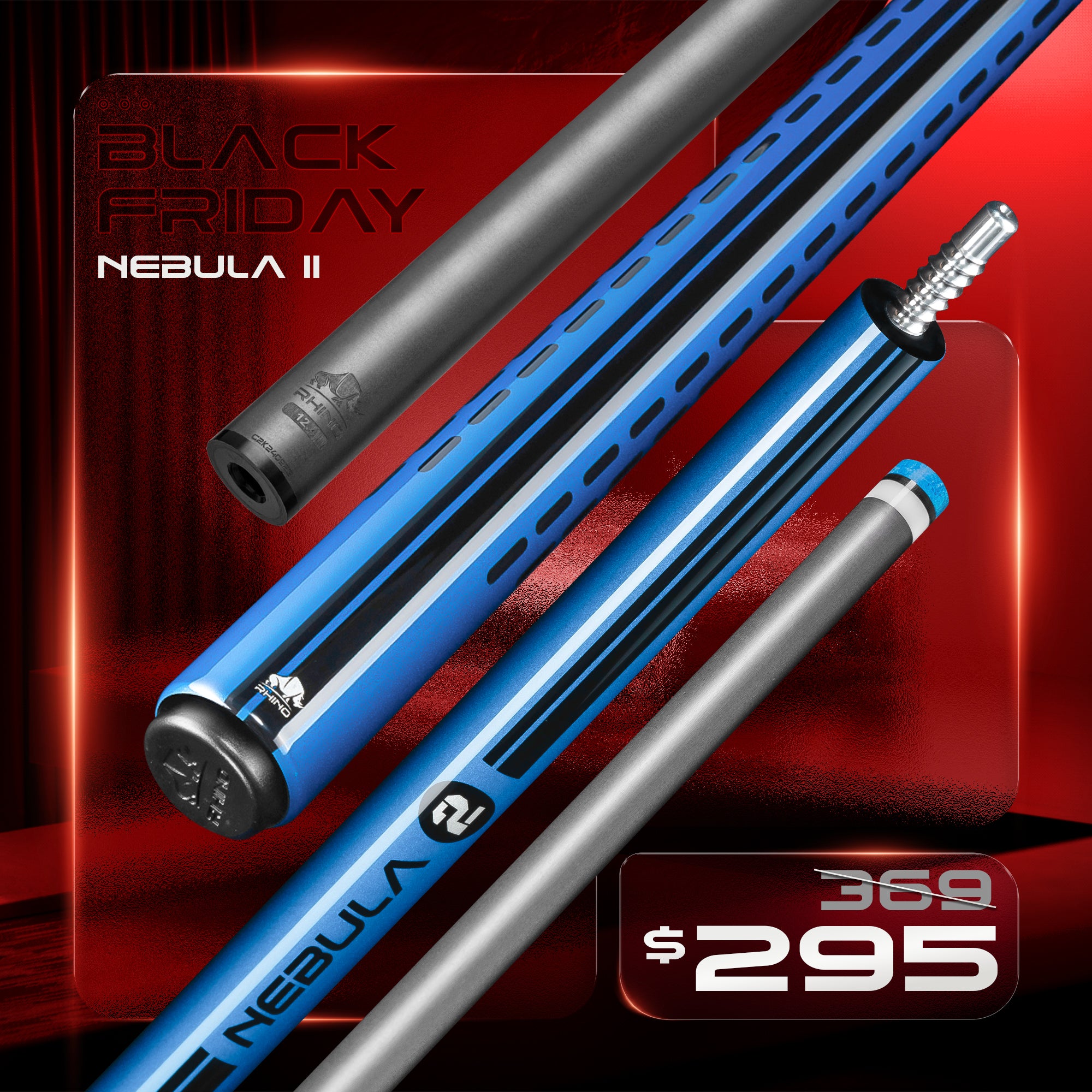 Nebula 2 Pool Cue - Sky Blue - Wrapless