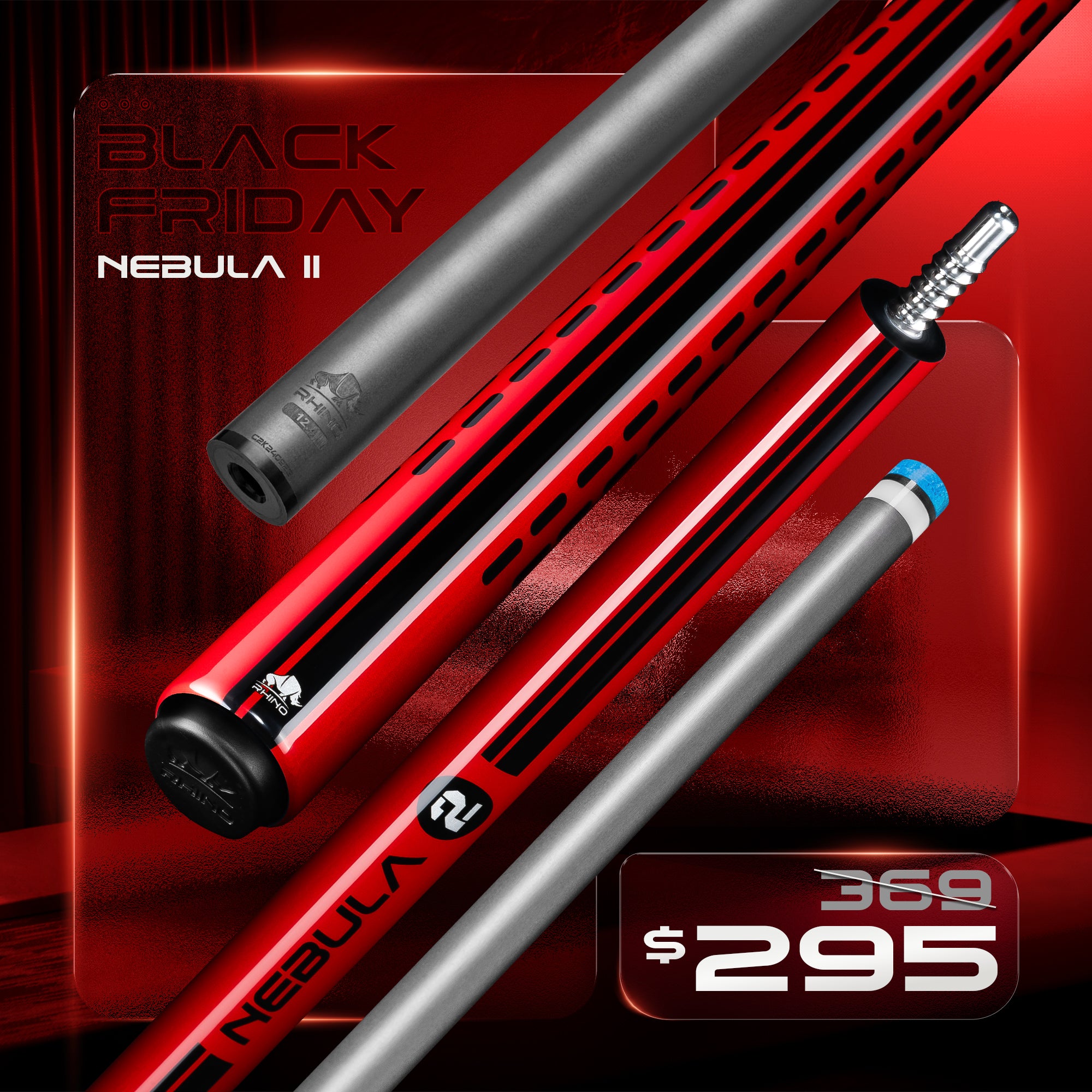 Rhino RETRÔ Pool Cue - Cocobolo - Crocodile Embossed Microfiber Leathe