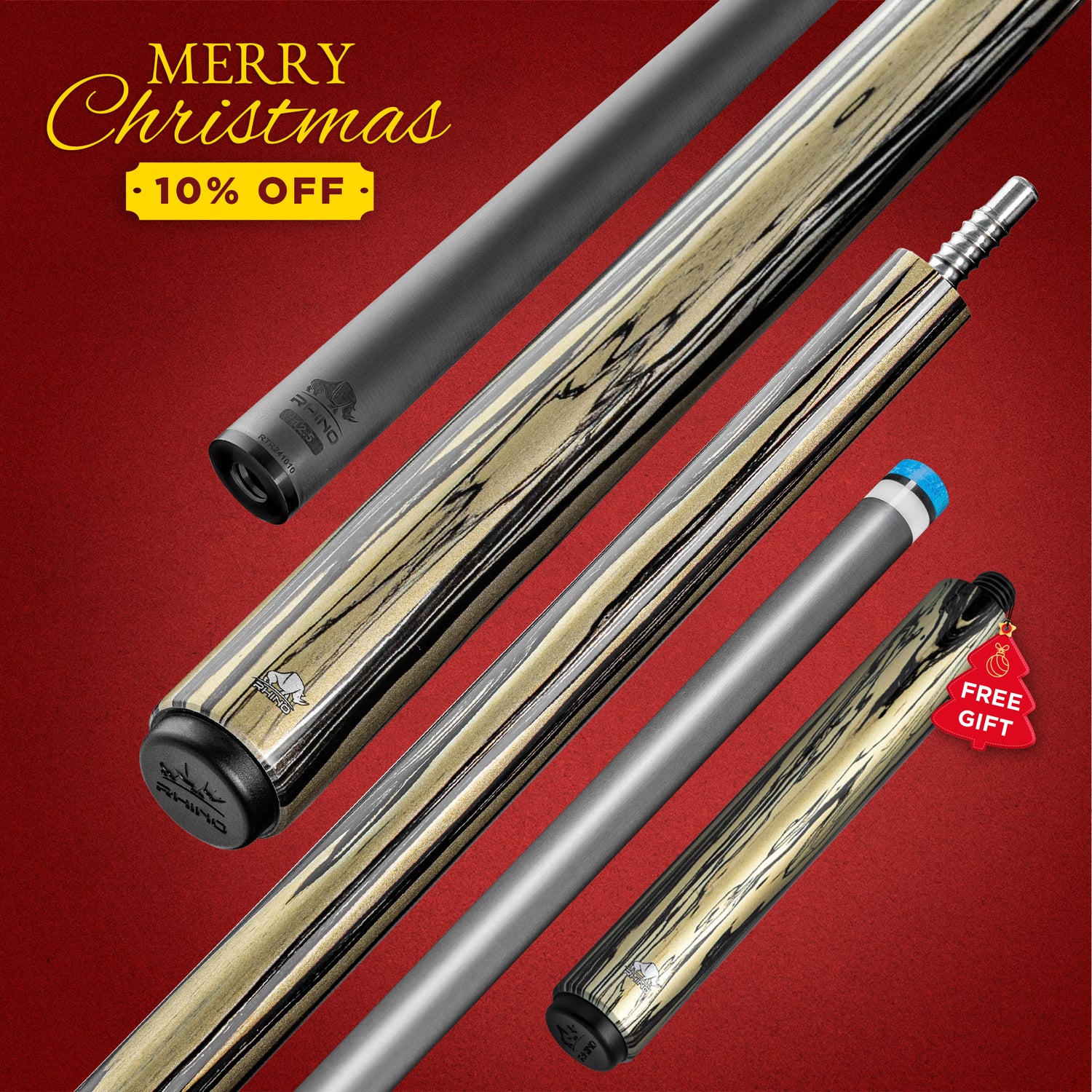 Rhino RETRÔ Pool Cue - Pale Moon Ebony - Wrapless