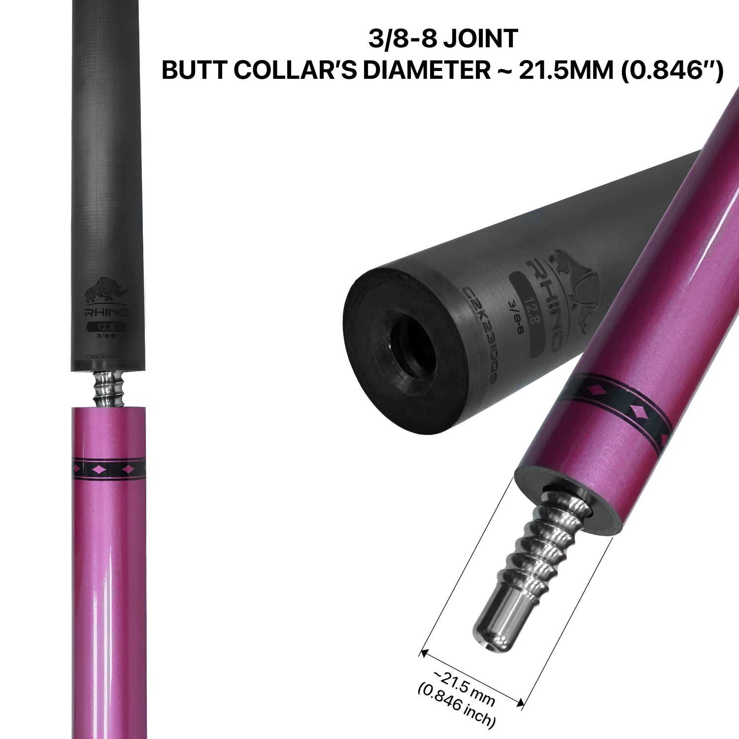 Nebula Pool Cue - Pink (3/8-8 Joint) - 12.8 mm Tip Diameter