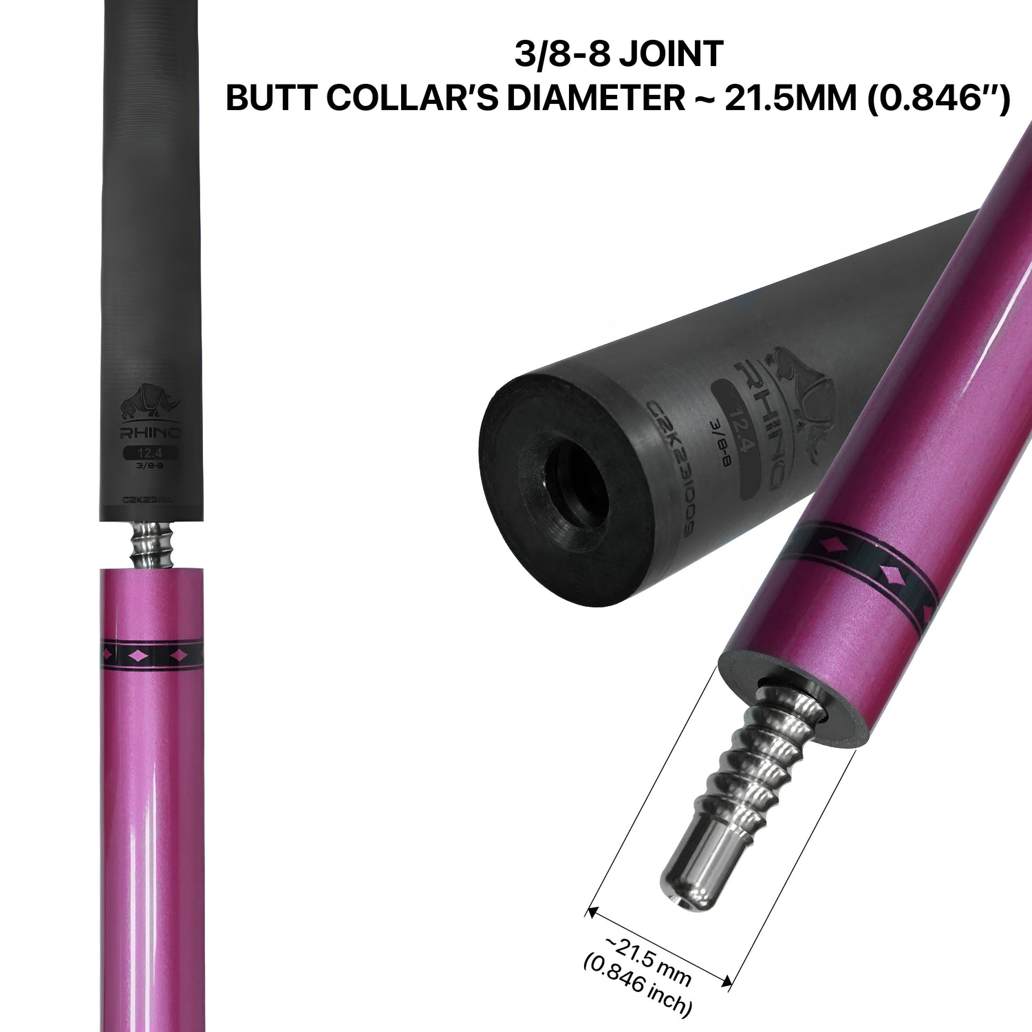 Nebula Pool Cue - Pink (3/8-8 Joint) - 12.4 mm Tip Diameter