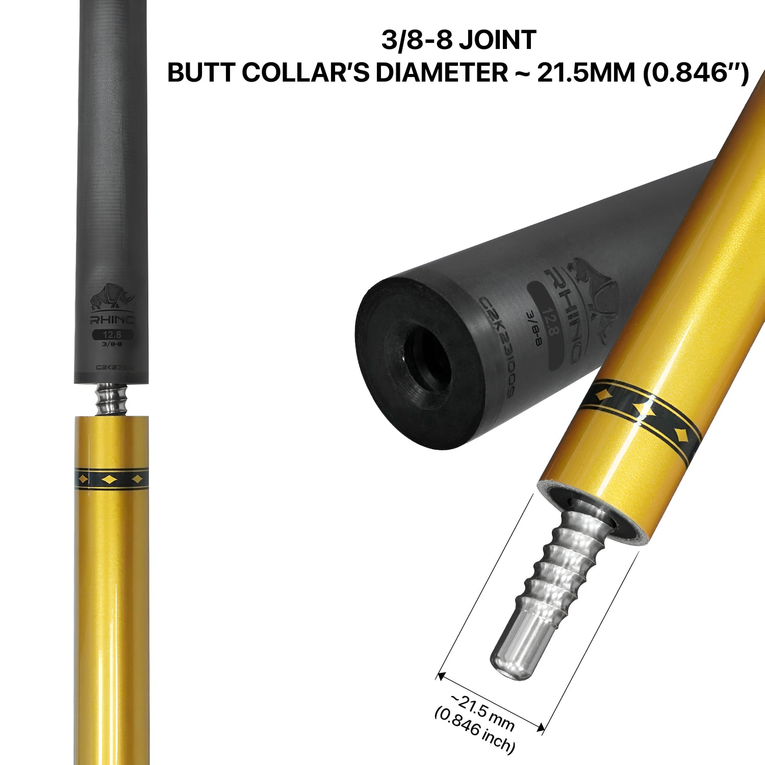 Nebula Pool Cue - Yellow (3/8-8 Joint) - 12.8 mm Tip Diameter