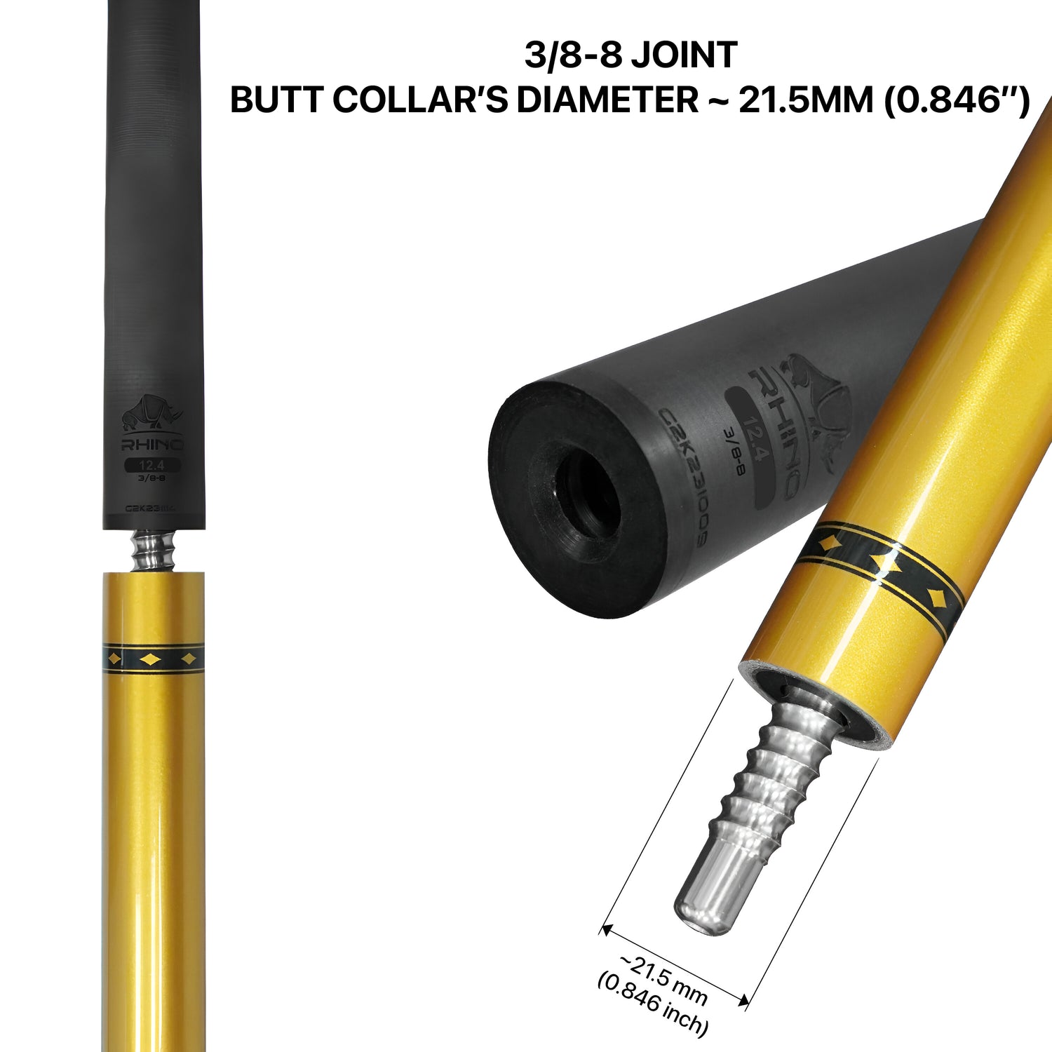 Nebula Pool Cue - Yellow (3/8-8 Joint) - 12.4 mm Tip Diameter