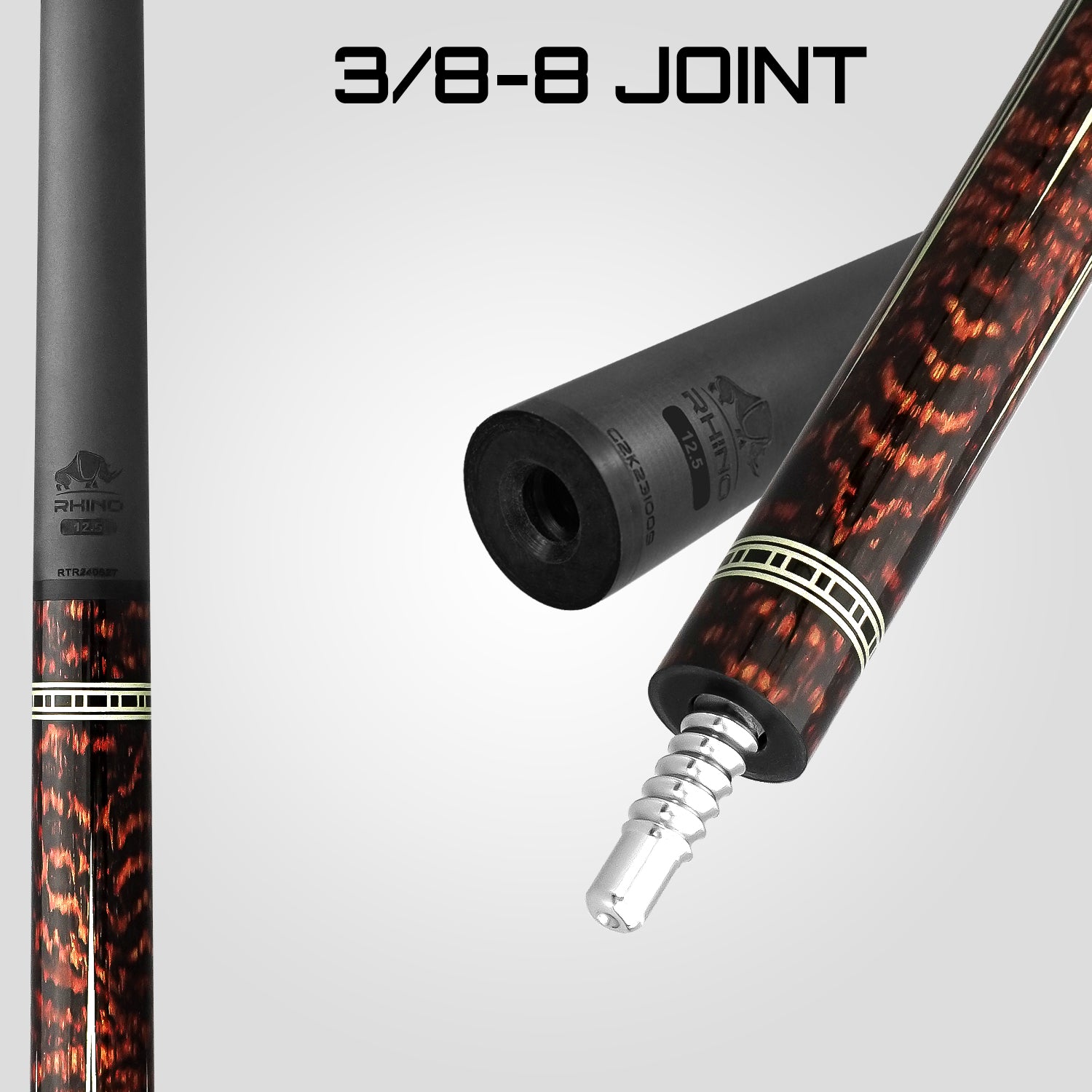 Rhino RETRÔ Pool Cue - Snake - Lizard Embossed Microfiber Leather Wrap & Point