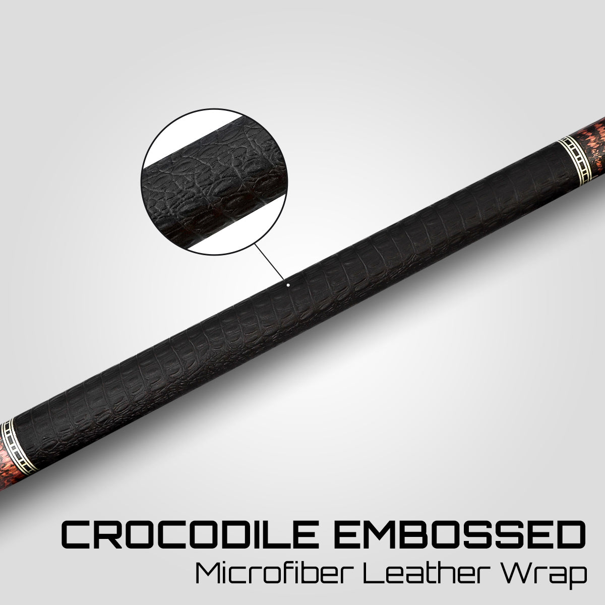 Rhino RETRÔ Pool Cue - Snake - Crocodile Embossed Microfiber Leather Wrap