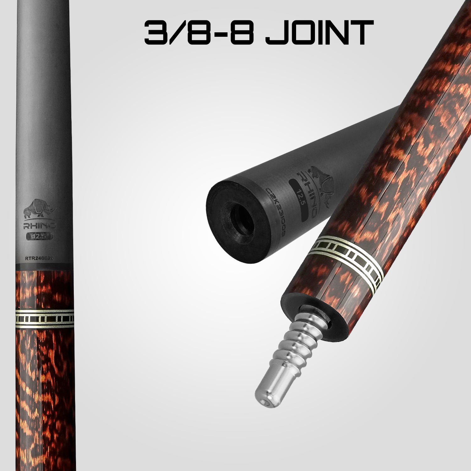 Rhino RETRÔ Pool Cue - Snake - Crocodile Embossed Microfiber Leather Wrap