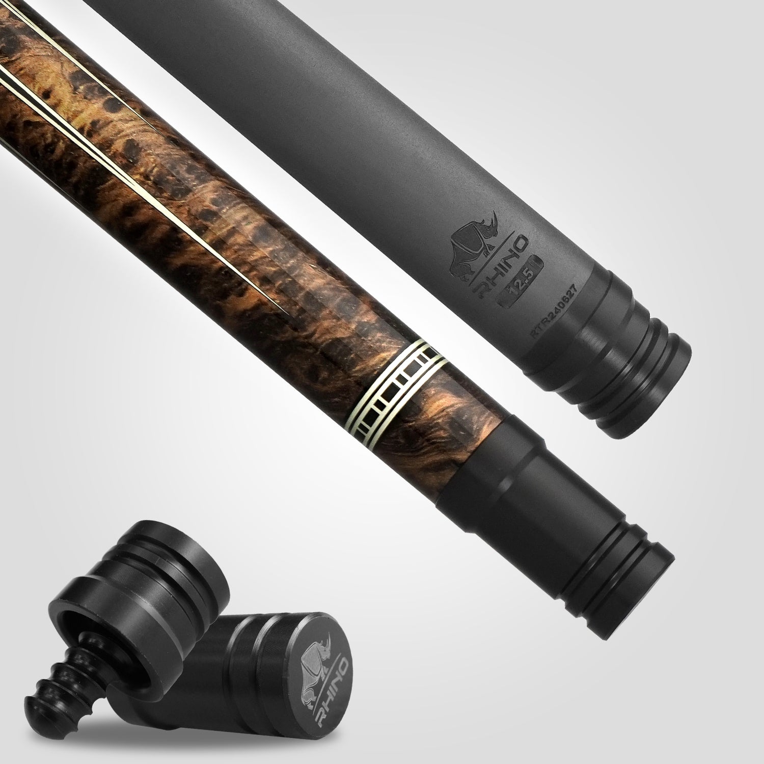 Rhino RETRÔ Pool Cue - Thuya - Lizard Embossed Microfiber Leather Wrap & Point