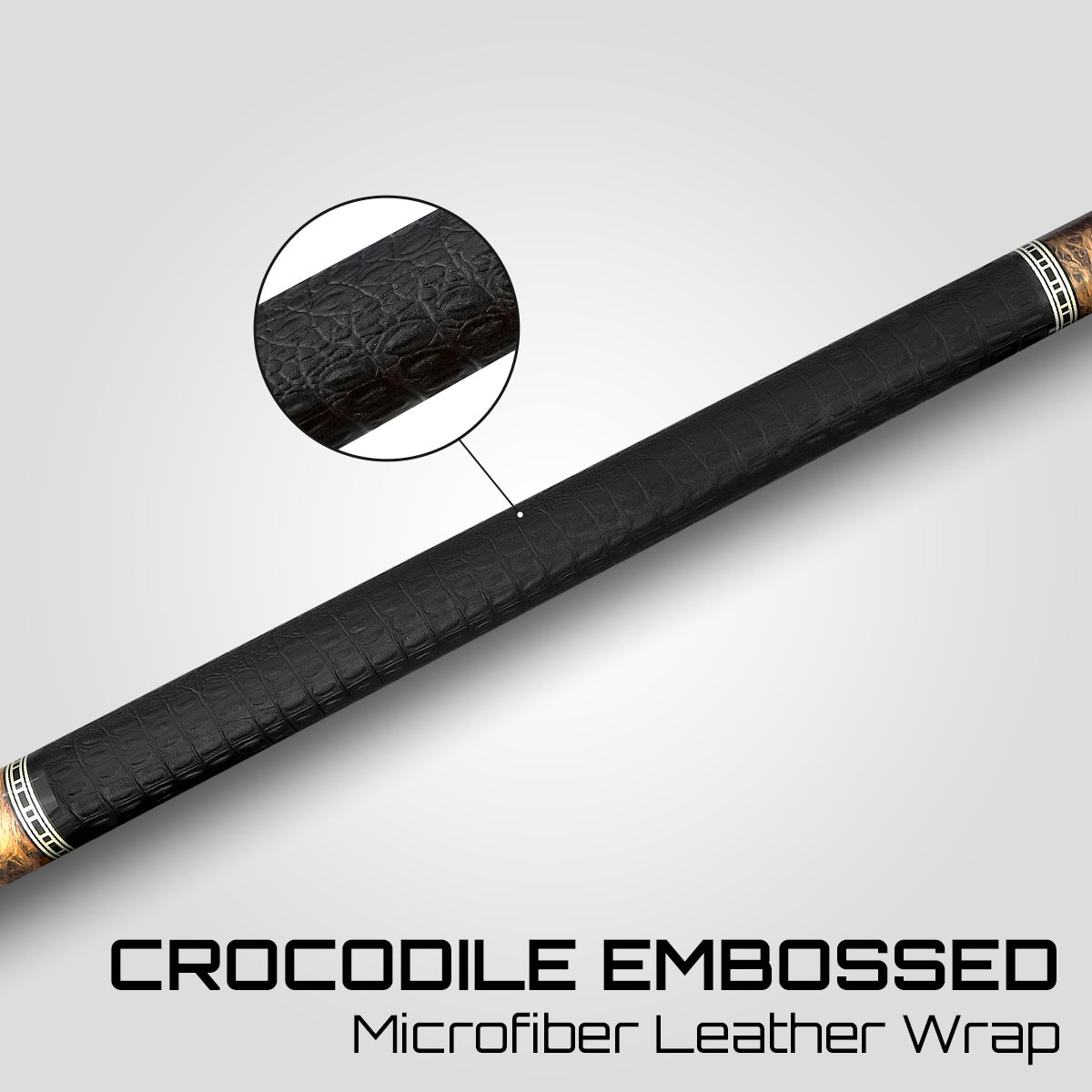 Christopher Ramnath - Rhino RETRÔ Pool Cue - Thuya - Crocodile Embossed Microfiber Leather Wrap