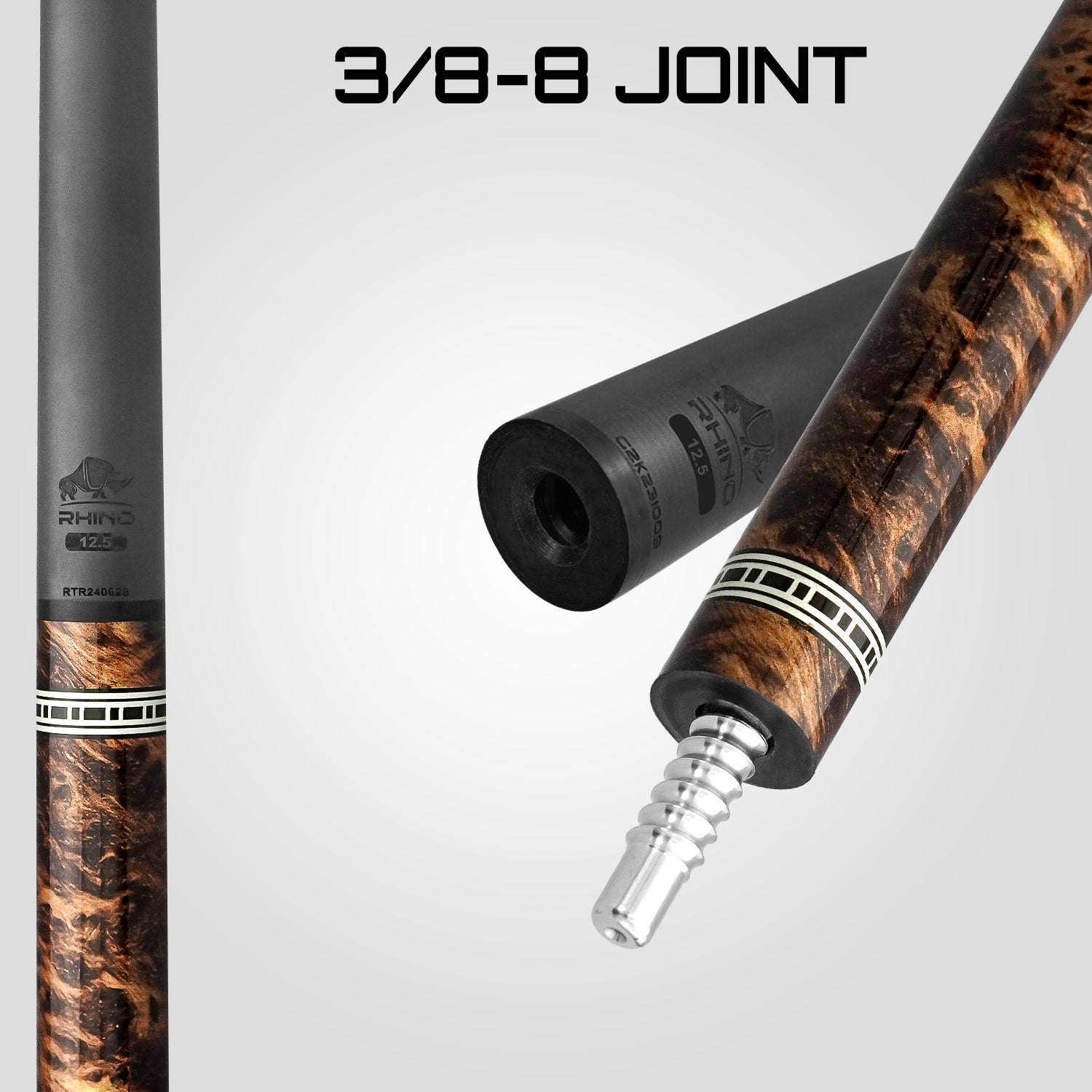 Christopher Ramnath - Rhino RETRÔ Pool Cue - Thuya - Crocodile Embossed Microfiber Leather Wrap