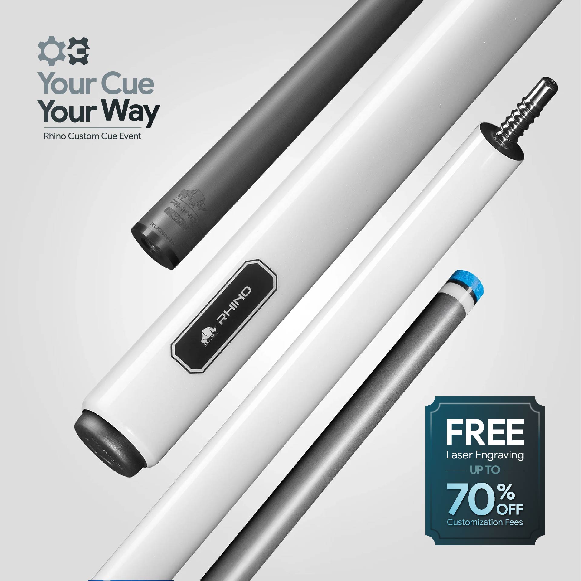 LUMINAX POOL CUE - WHITE PEARL