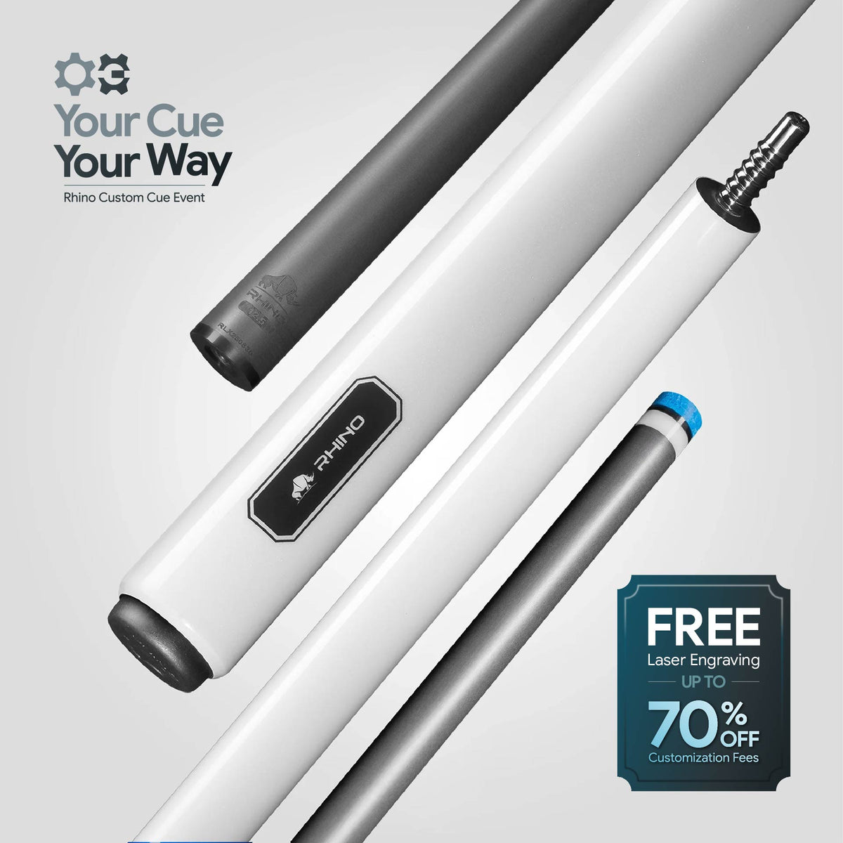 LUMINAX POOL CUE - WHITE PEARL