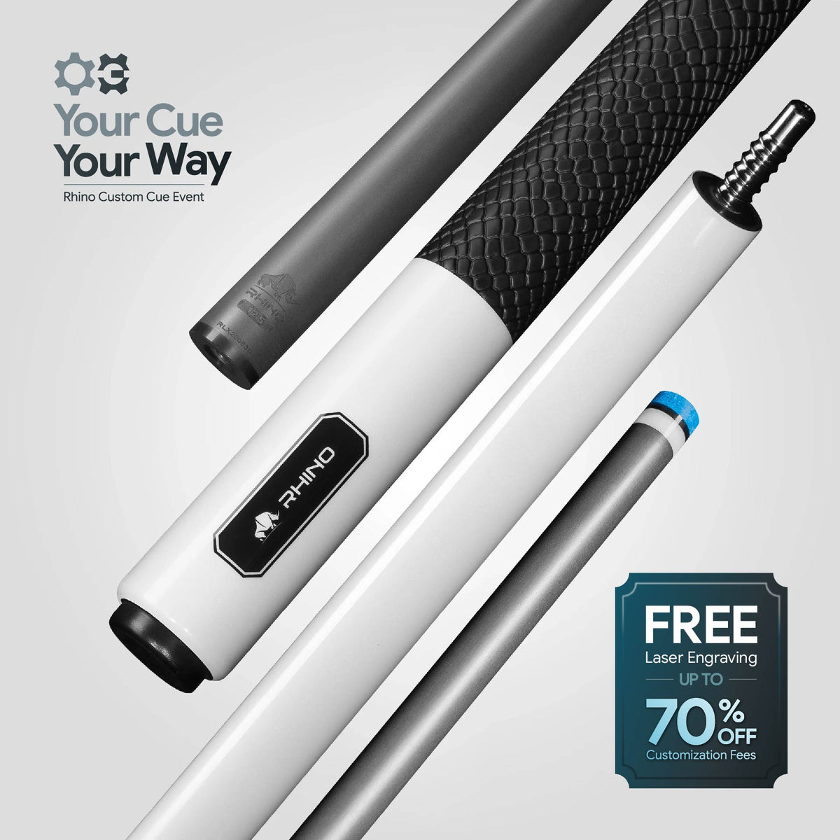 LUMINAX POOL CUE - WHITE PEARL - SPORT WRAP