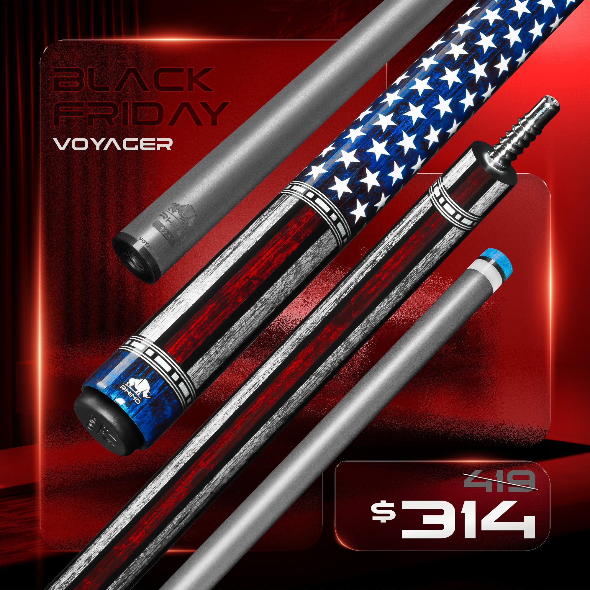 【新品】【Rhino】ビリヤードブレイクキュー　VOYAGER - USA RHINO VOYAGER - USA Jump Cue