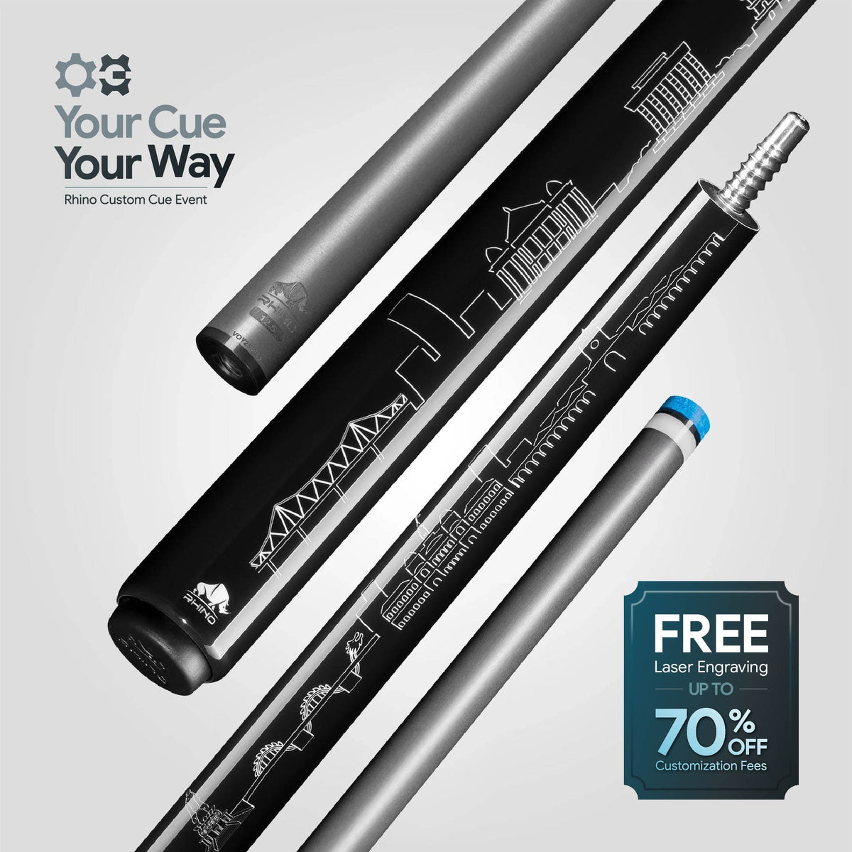 VOYAGER VIETNAM POOL CUE - BLACK - WRAPLESS