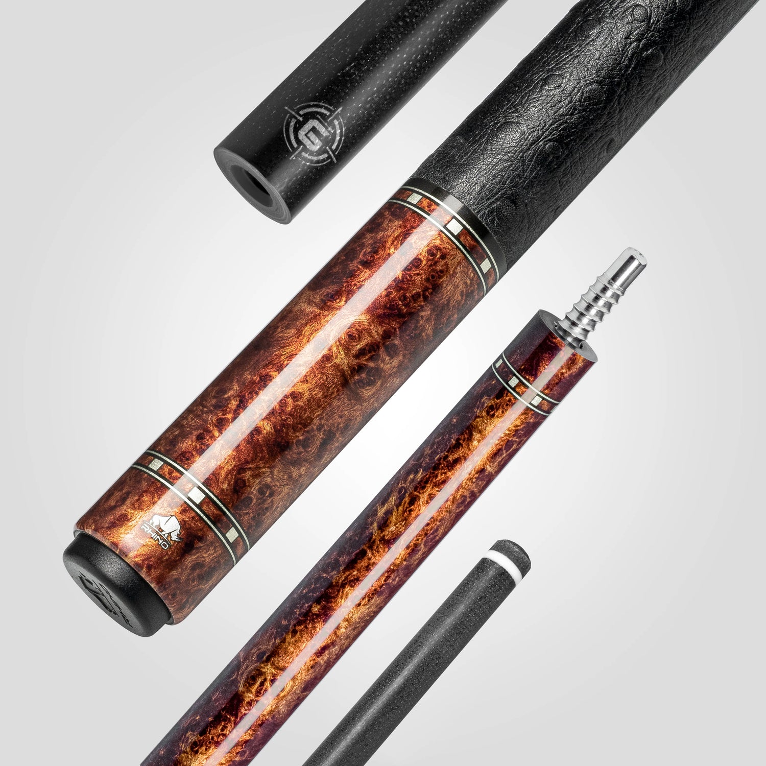 Rhino G-W Pool Cue - Amboyna - Leather Wrap