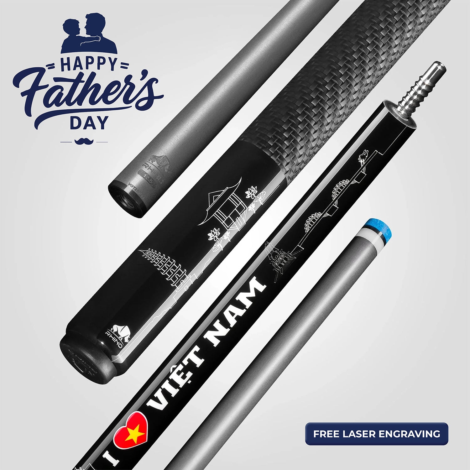 VOYAGER VIETNAM POOL CUE - BLACK - SPORT WRAP