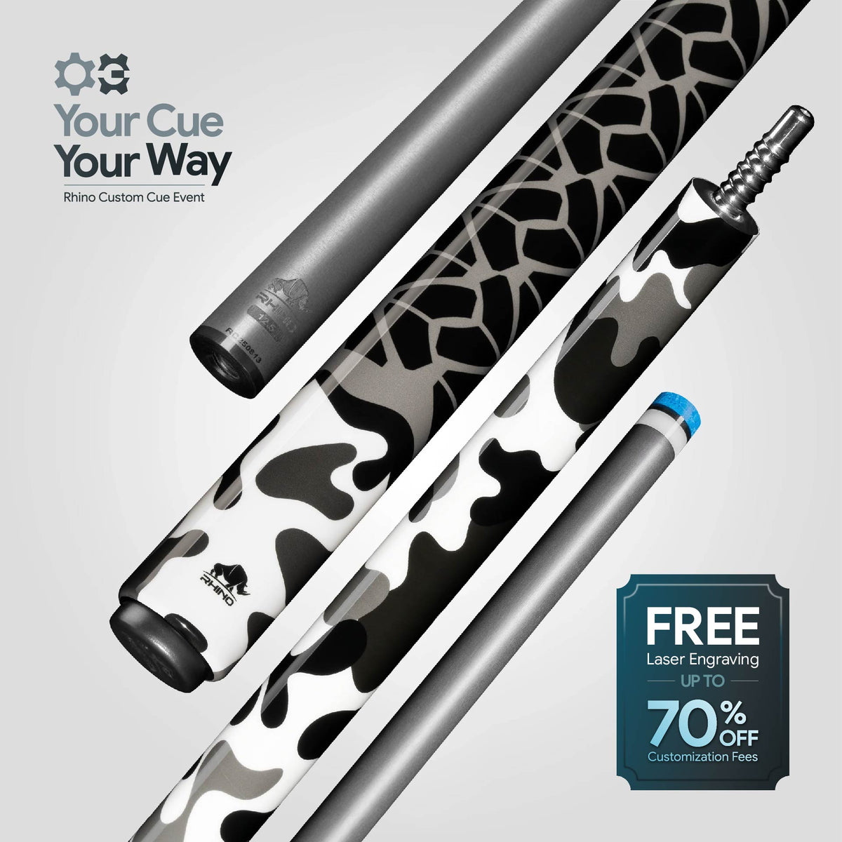 RHINO CAMO POOL CUE - URBAN