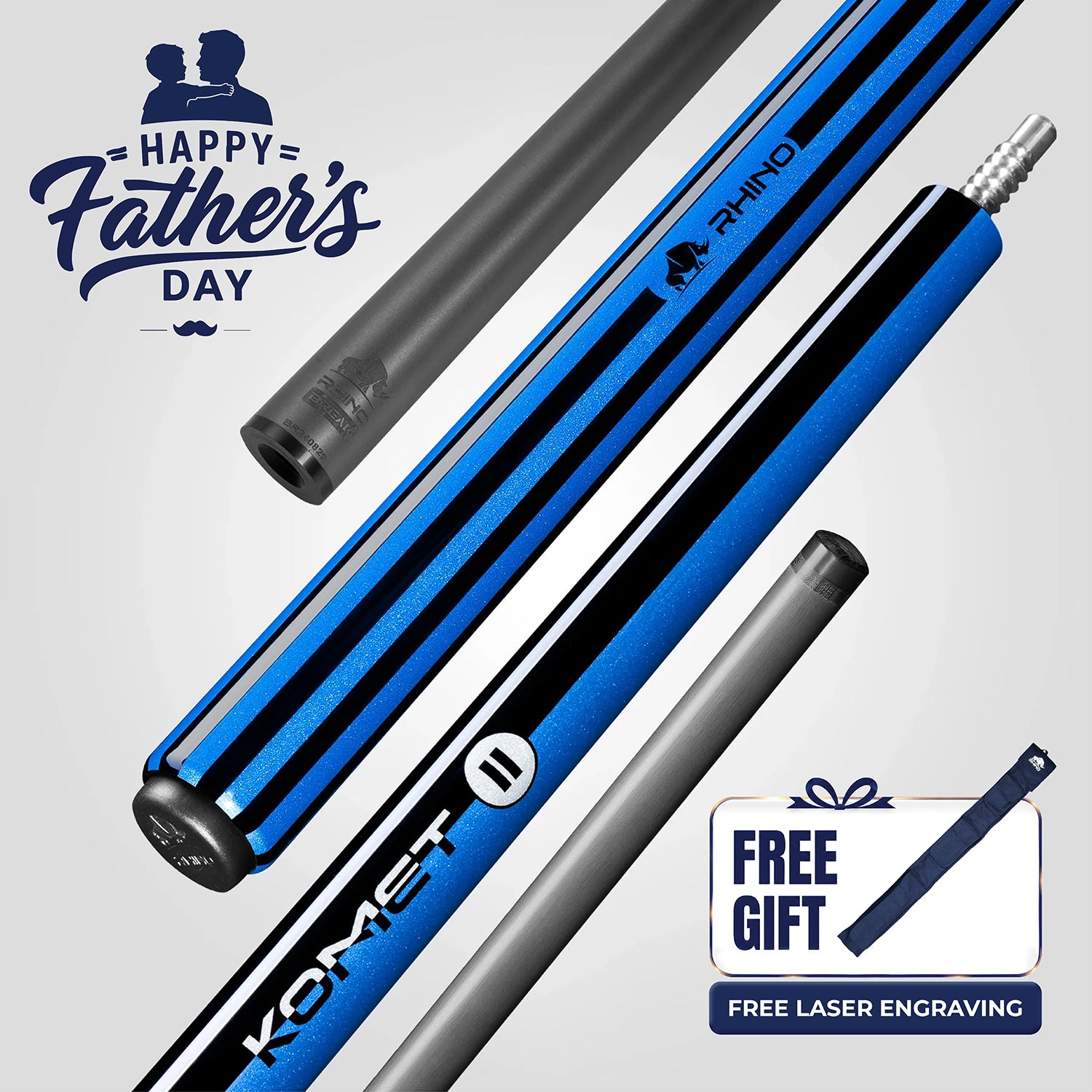 RHINO KOMET II Break Cue - Black & Blue