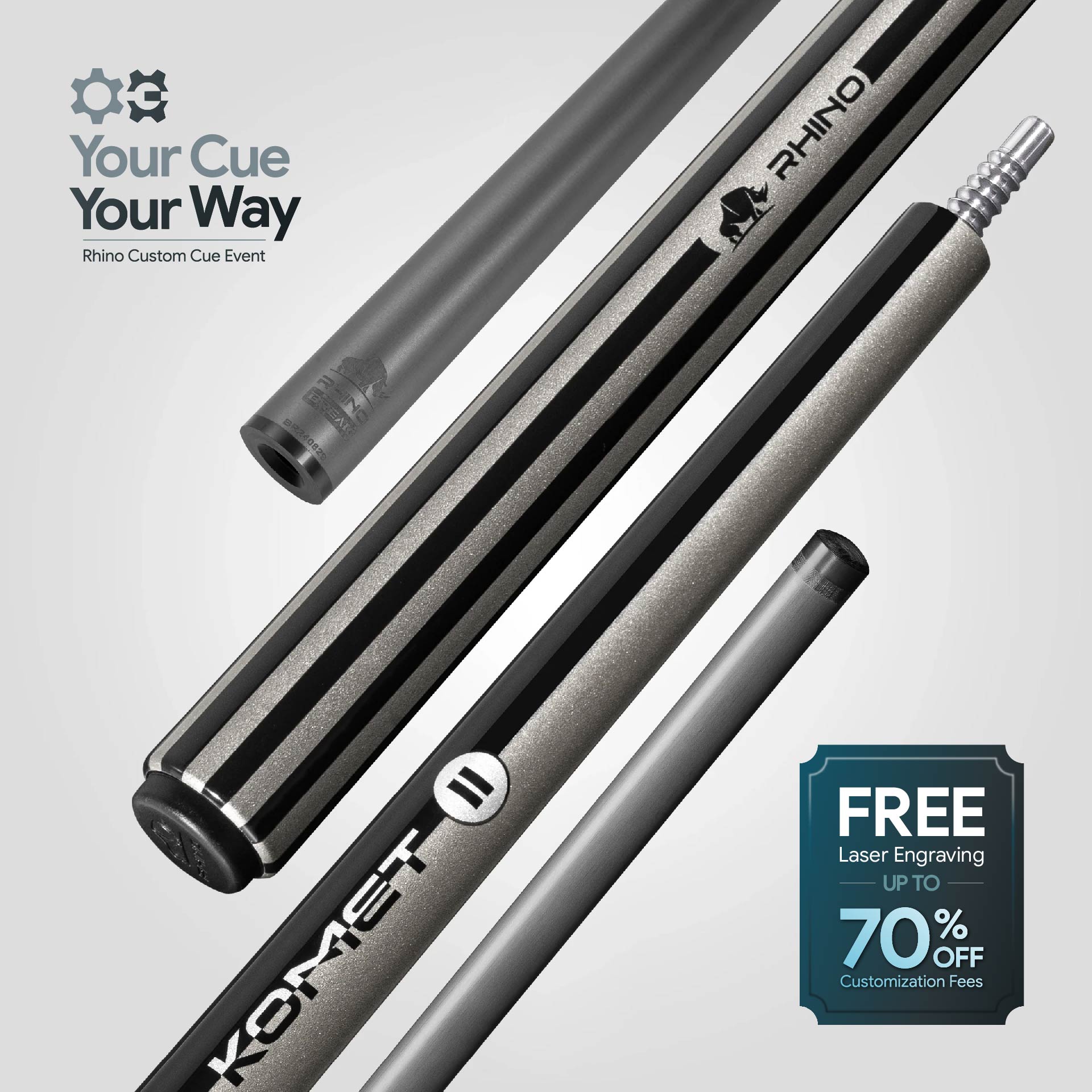 Nebula 2 Pool Cue - Charcoal Gray - Sport Wrap