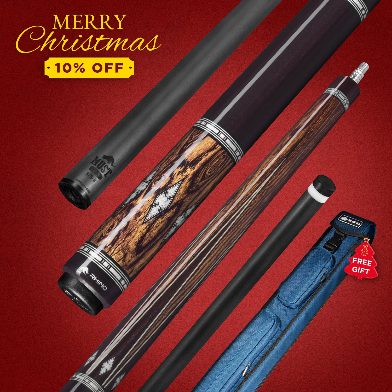 RHINO MUST POOL CUE - MU2 BOCOTE EBONY DIAMOND