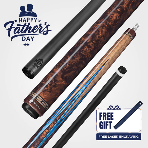 RHINO MUST POOL CUE - MU1 BURL BLUEPOINT